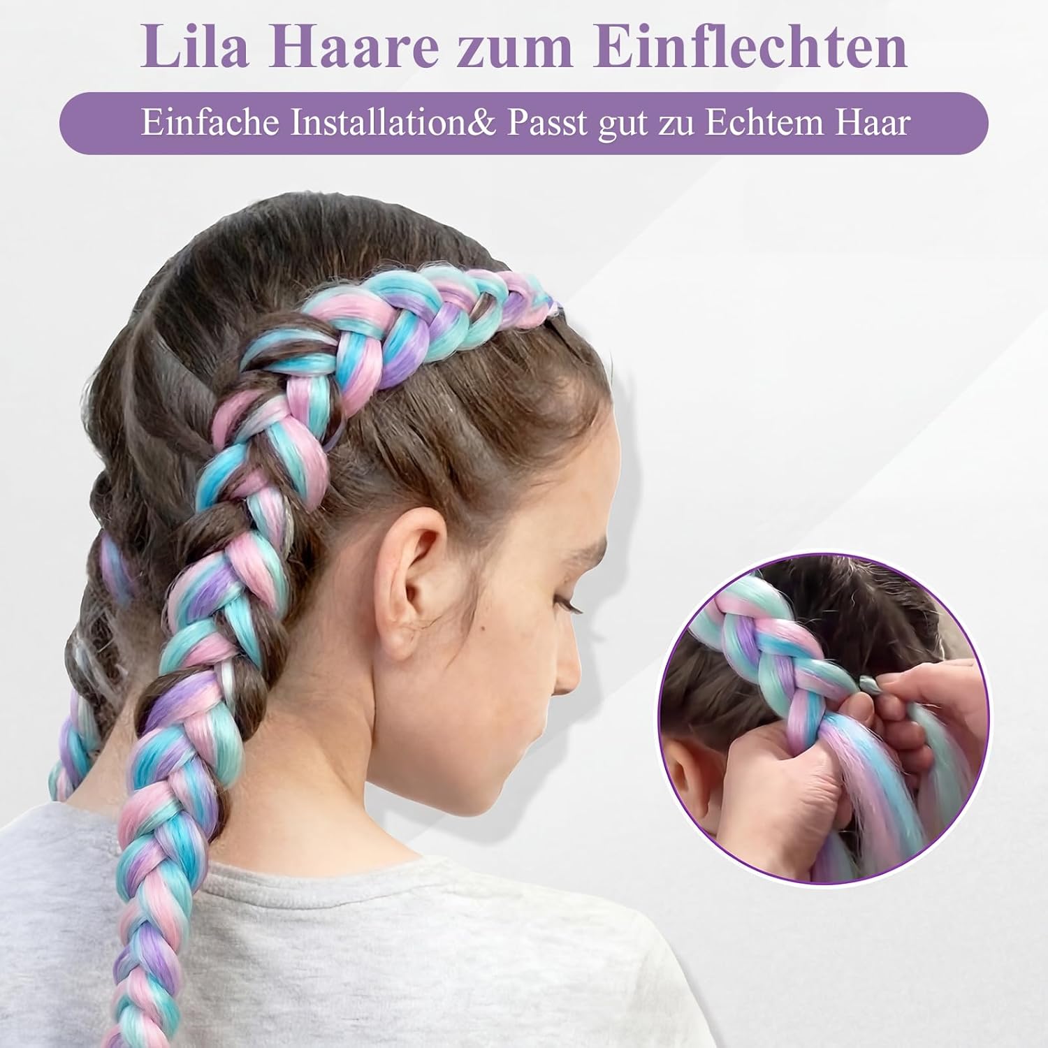 Perruque enfant cosplay Halloween femme, 2 pièces, cheveux synthétiques