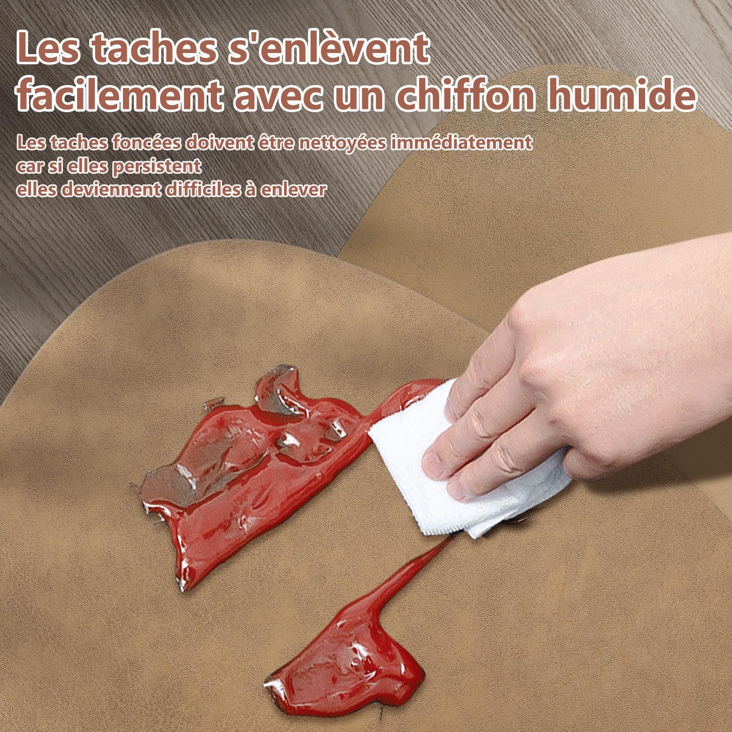 Set de table - lot de 6, ovale 41x33cm, lavable, antidérapant, cuir PU