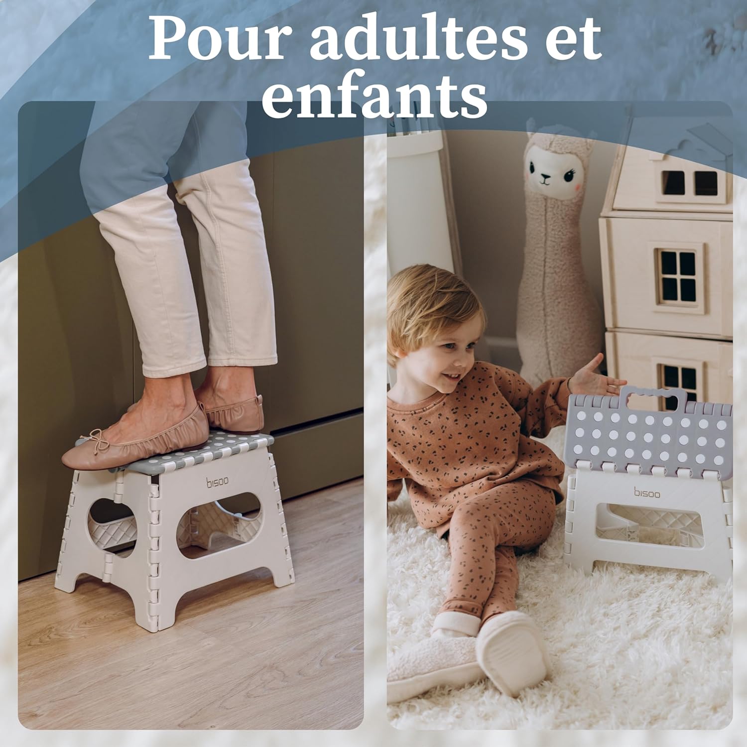 Bisoo - Tabouret pliant 22 cm - plastique robuste, enfant, portable