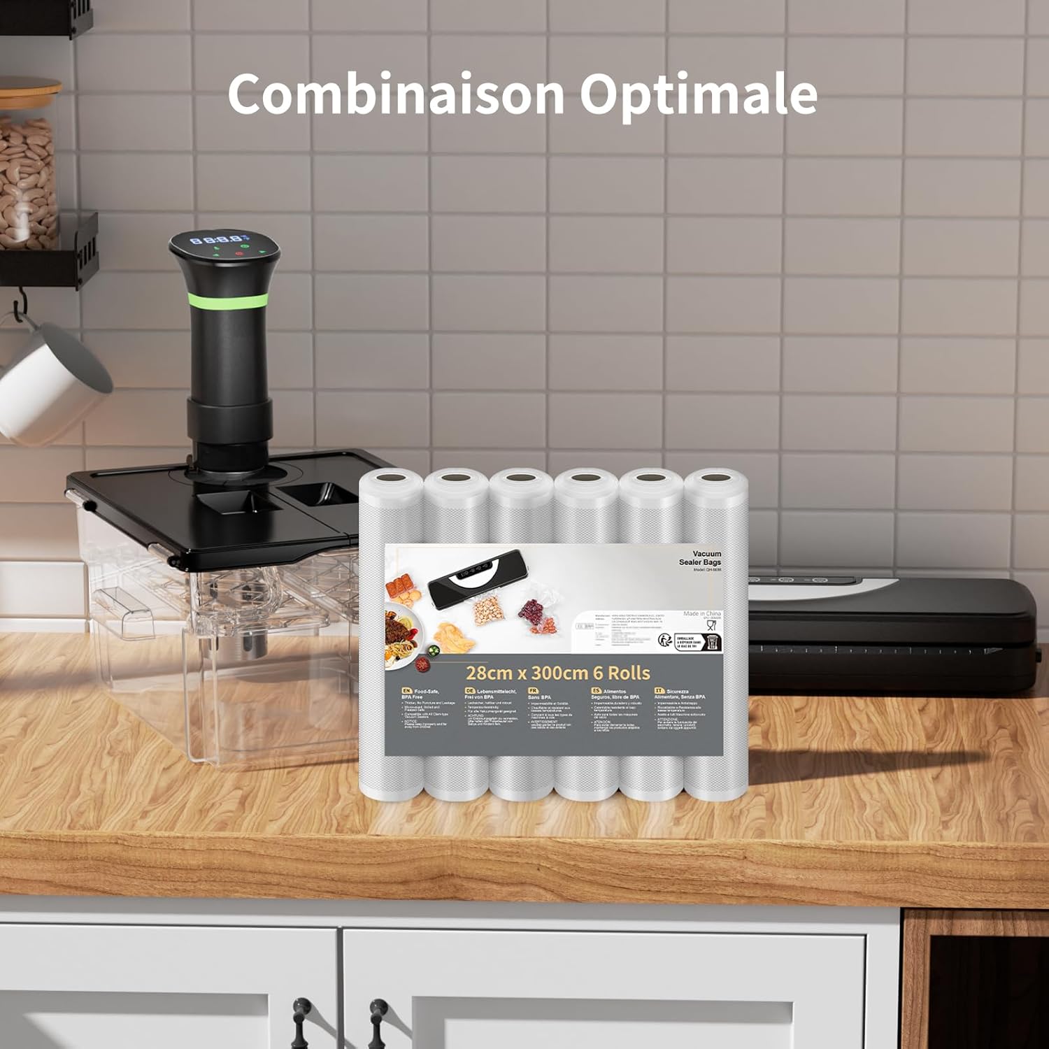 Rouleau sous vide alimentaire - 6 rouleaux 28x300cm - film sans BPA