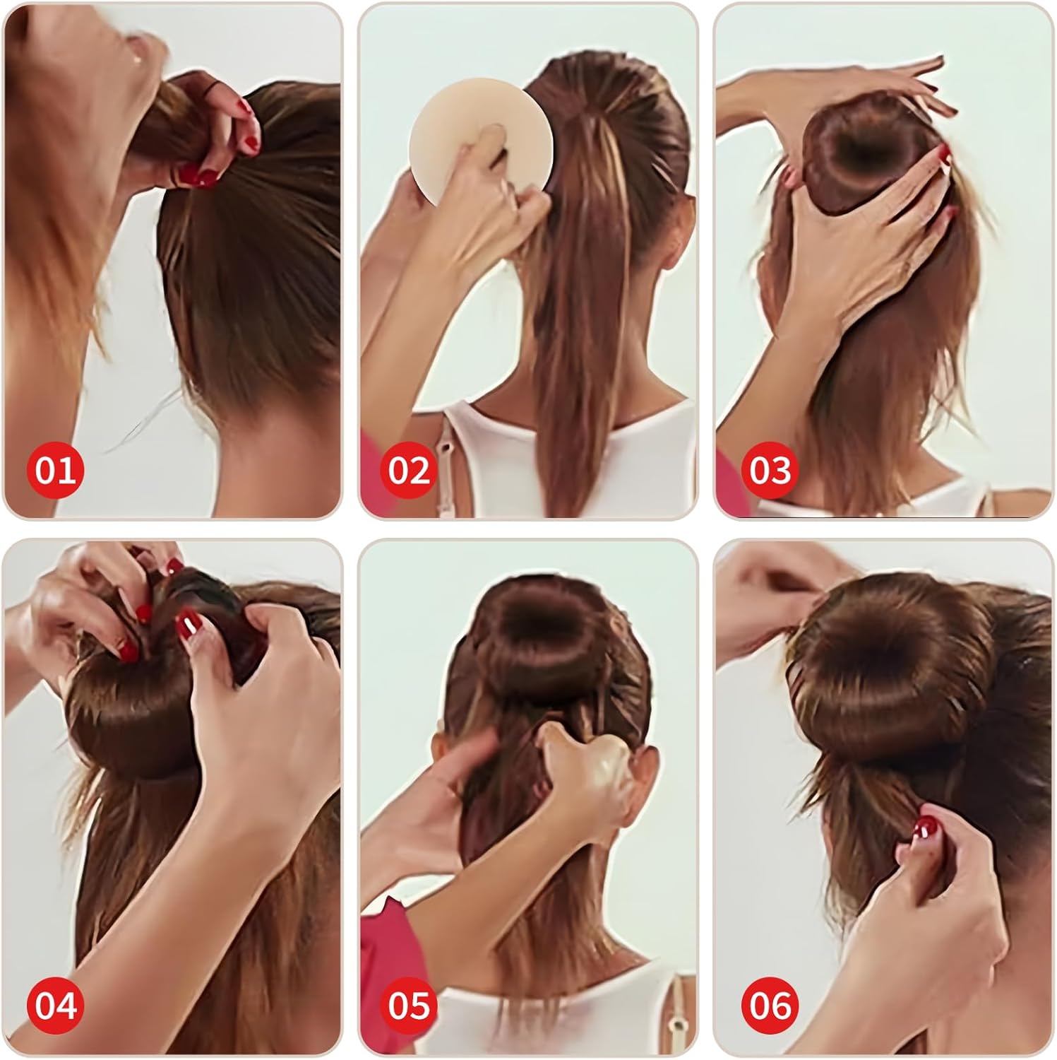 Accessoire chignon cheveux - lot de 4 donuts blancs - pour femmes et enfants