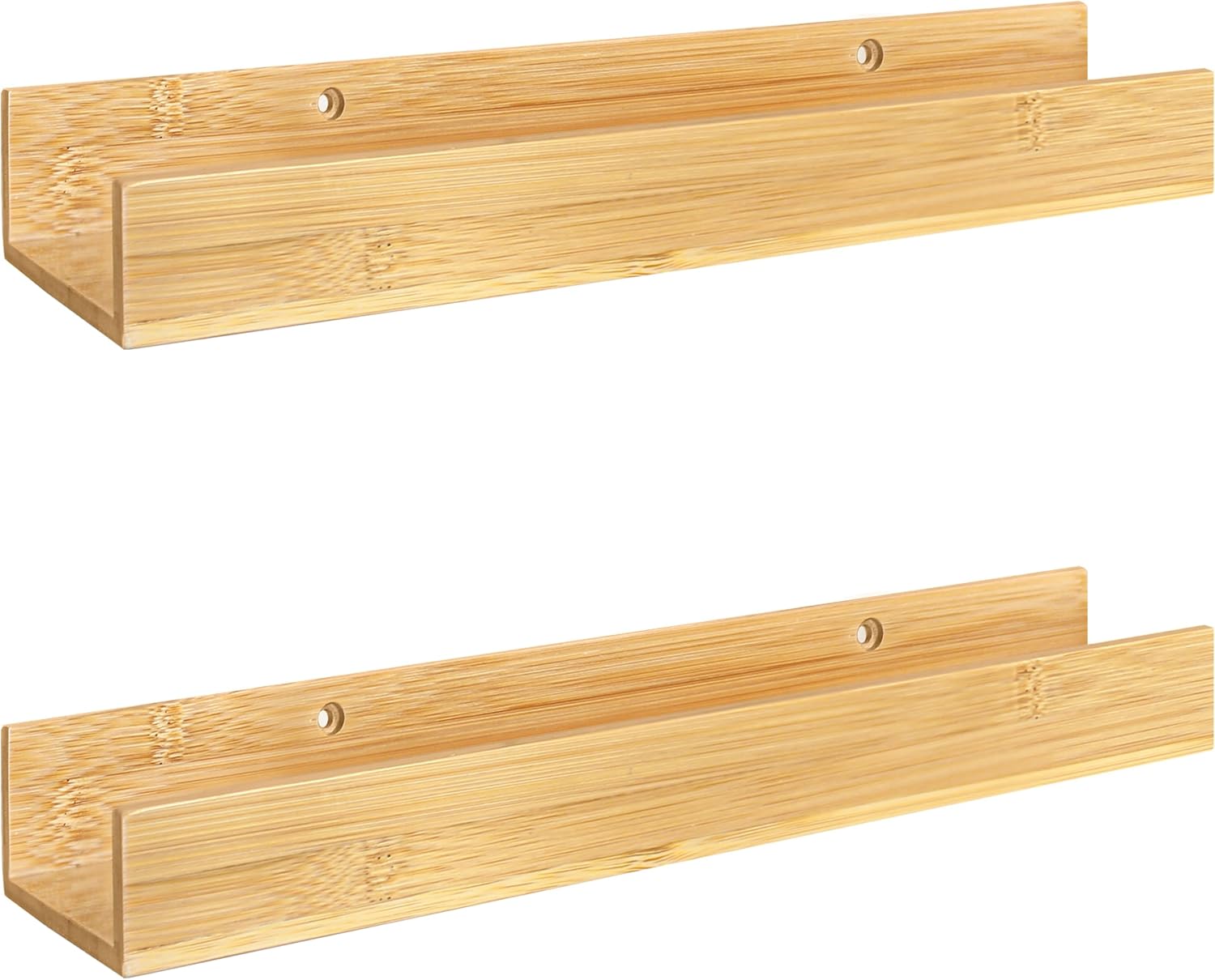 Étagère Salle de Bain en Bois - murale - bambou - adhésive, 2 unités