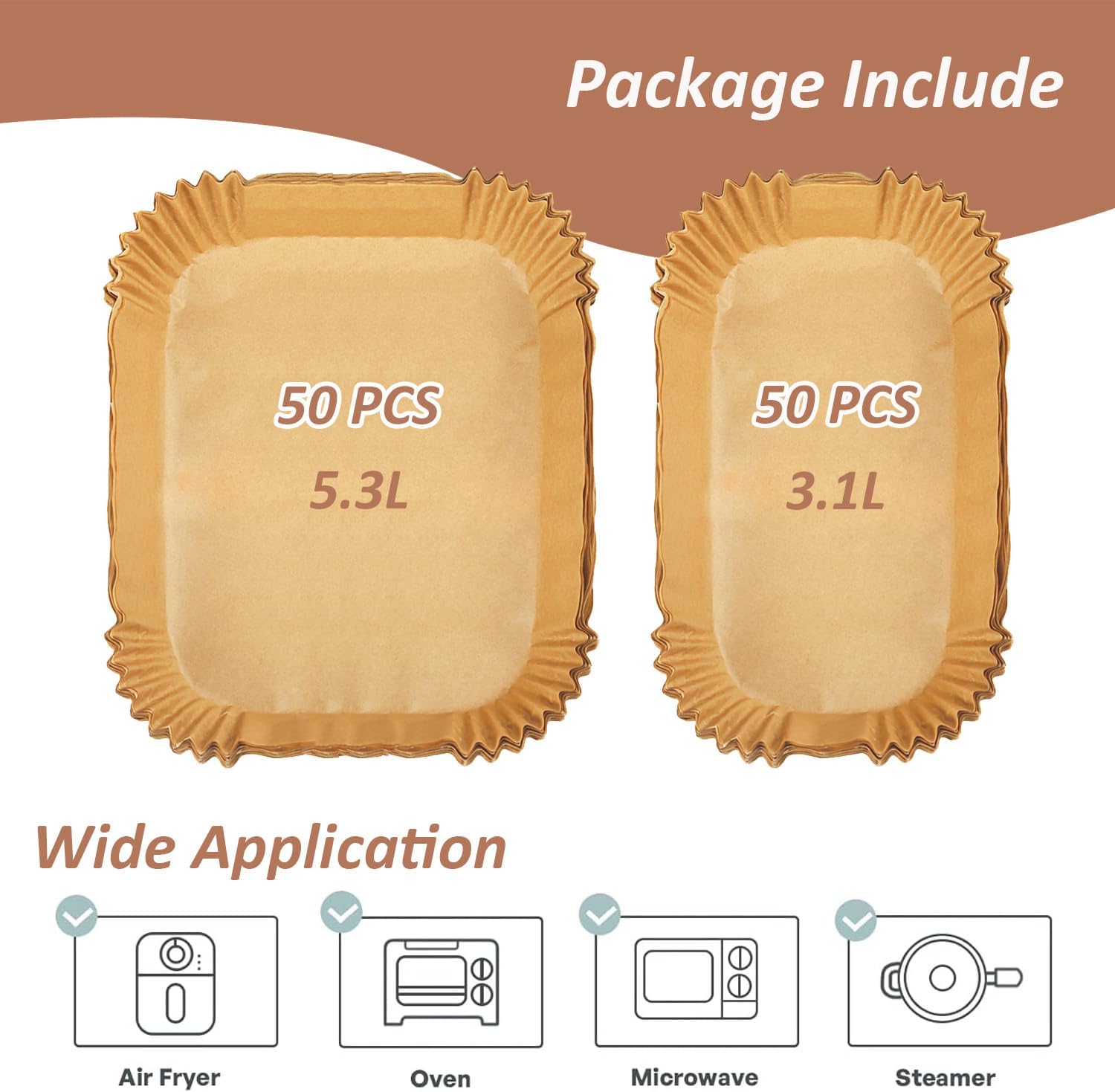 Papier cuisson air fryer - compatible Moulinex, Philips, Lakeland - 5,2/3,1L - lot de 100 feuilles antiadhésives EZ90182