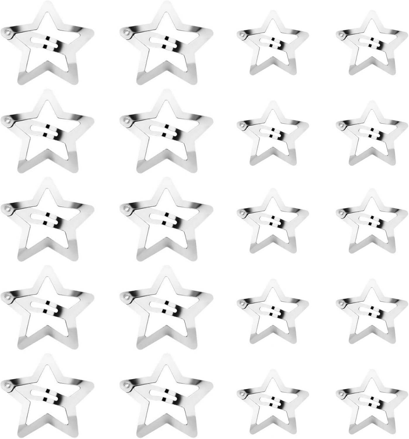 Pinces à cheveux - lot de 20, étoile argentée, style Y2K, accessoires fille