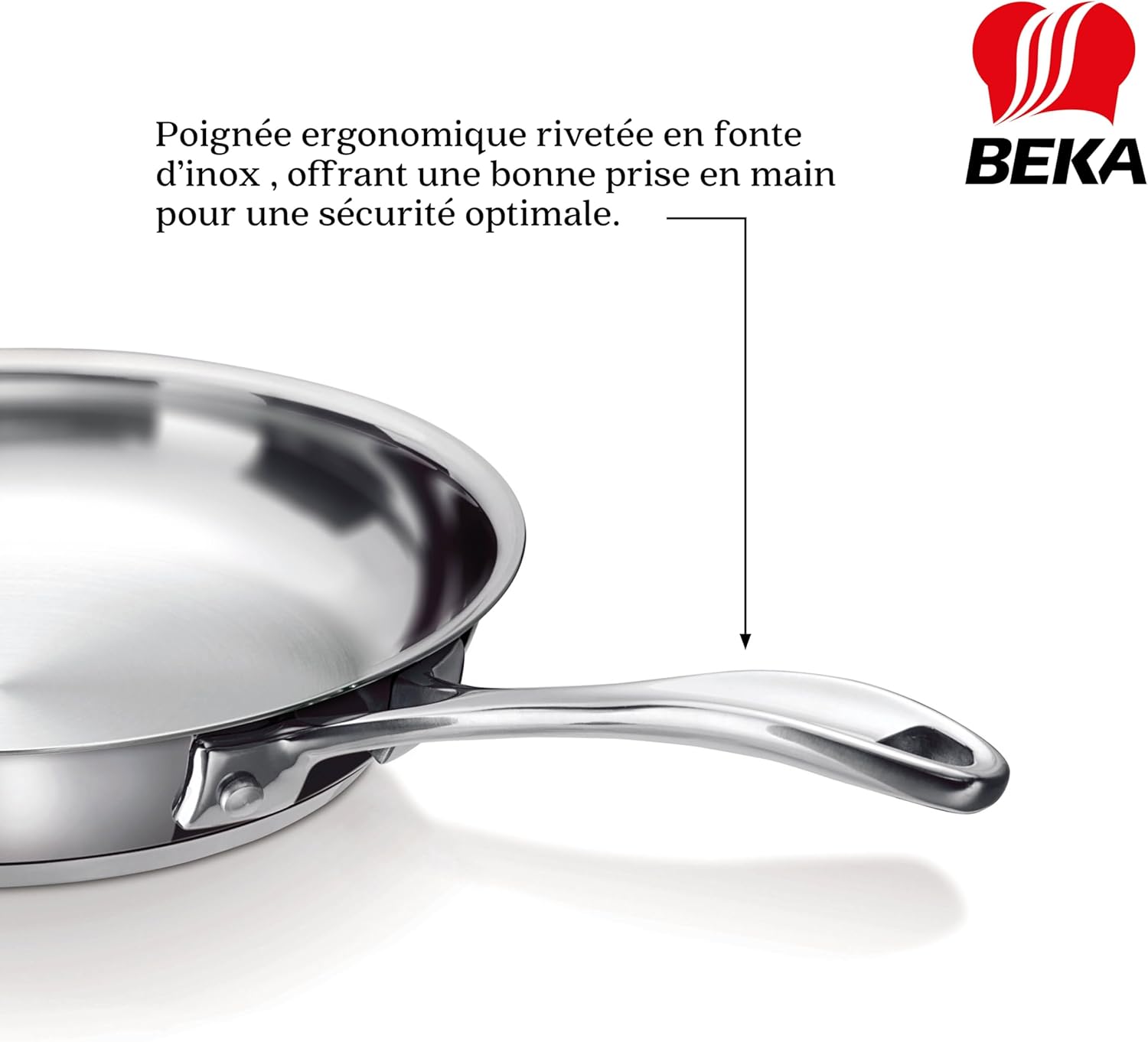 Beka - Poêle à frire inoxydable - 30 cm - poignée chef, 12068414