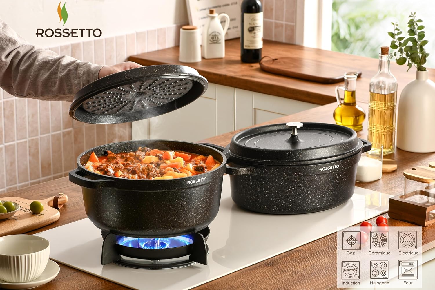 Rossetto - Cocotte ronde 28cm - fonte alu, céramique, induction, 6,6L