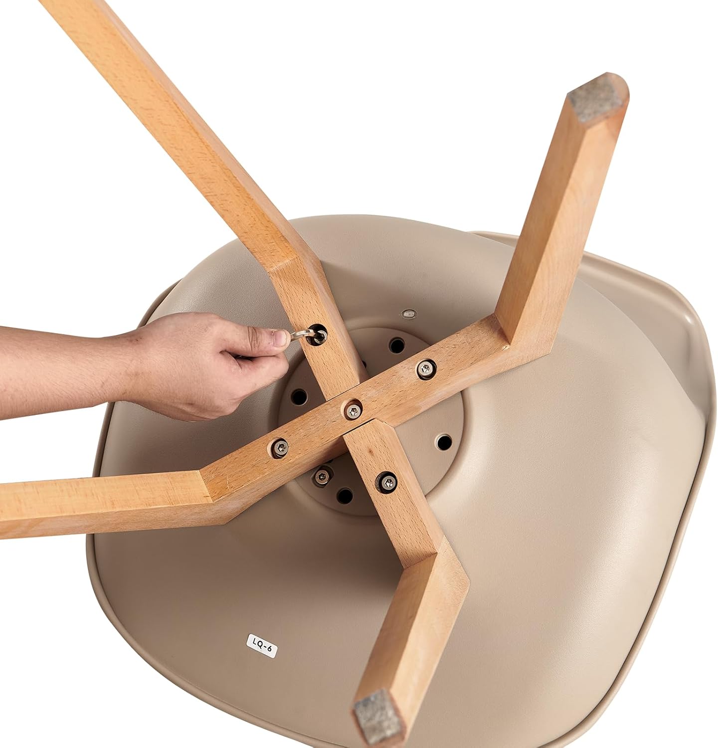 EGGREE - chaises scandinaves, lot de 4, bois hêtre, assise rembourrée, kaki clair