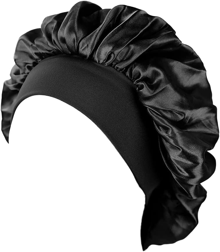 Bonnet de nuit femme - satin/soie - 2 pièces - protection cheveux