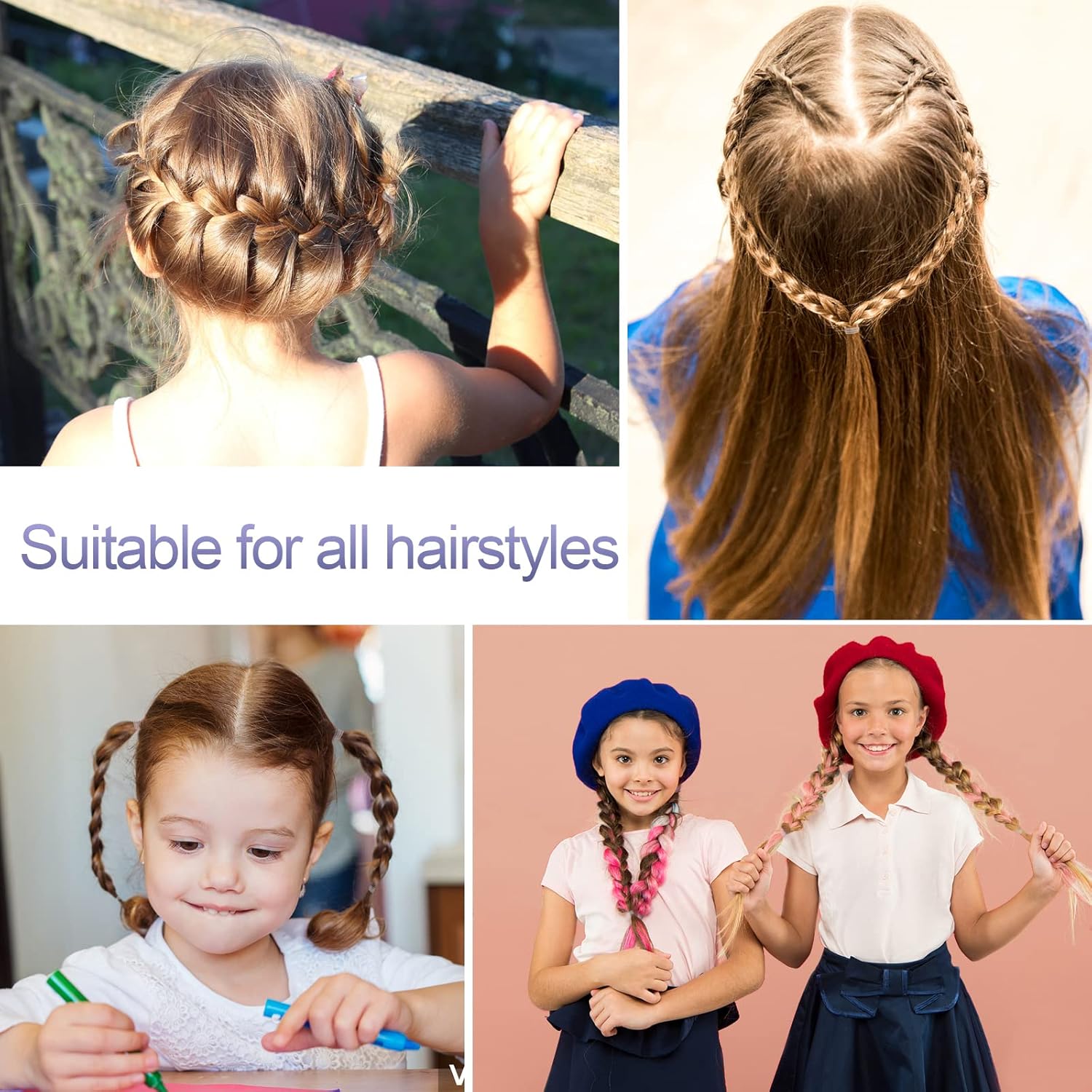 Elastiques à cheveux - 500 pièces - caoutchouc, transparents, enfants