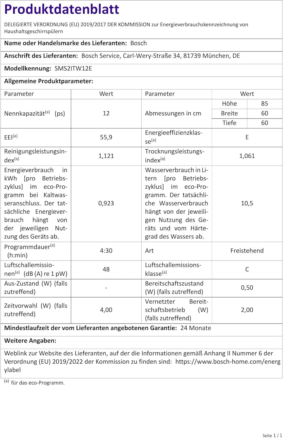 Bosch - Série 2 lave-vaisselle - 60cm - 12 couverts, Home Connect, EcoSilence, Blanc - SMS2ITW12E
