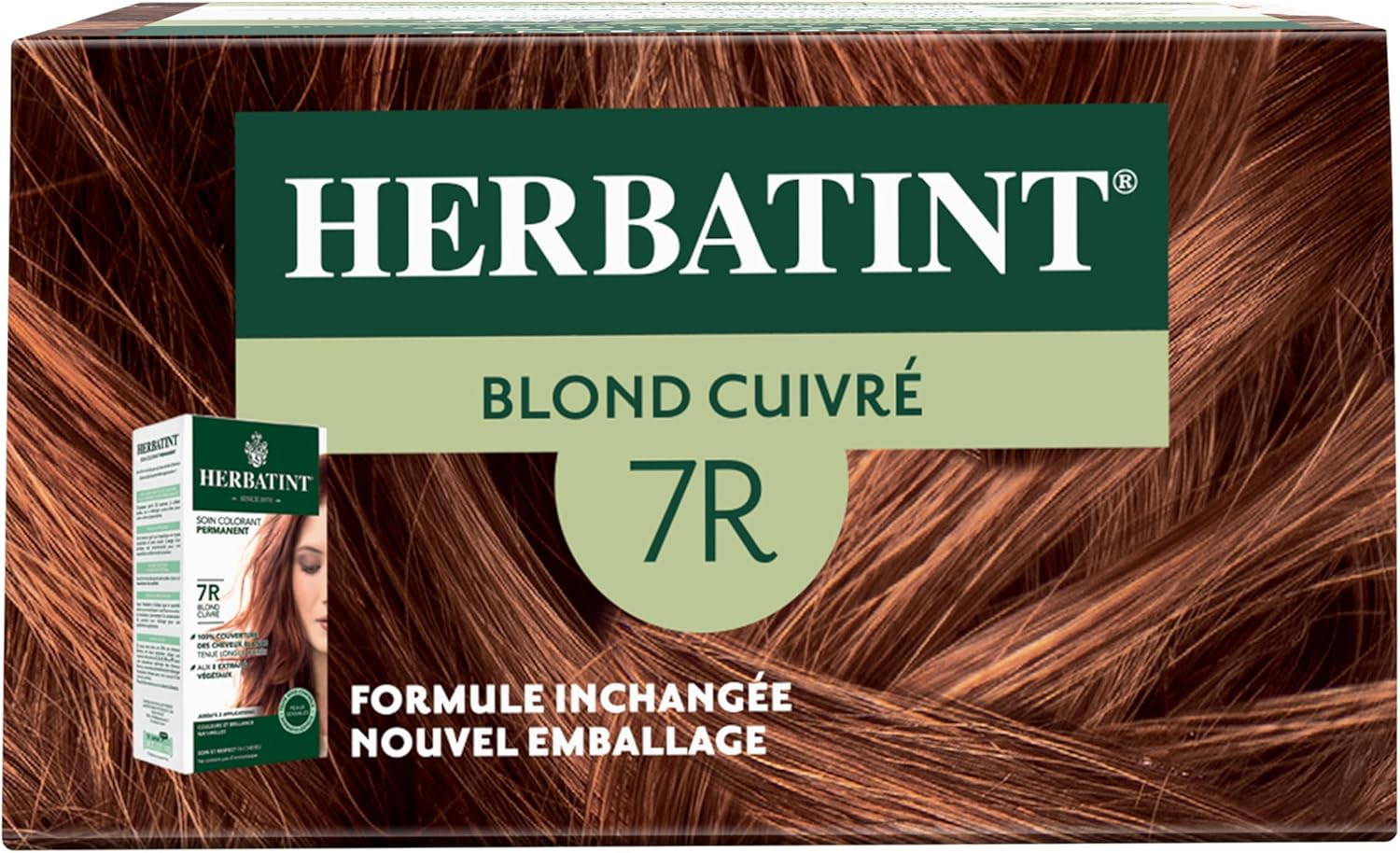 Herbatint - coloration 7R Blond Cuivré - 170ml - sans ammoniaque, 100% couvrant, testé peaux sensibles