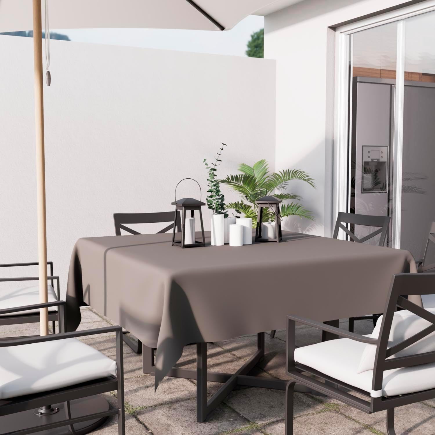 Soleil d'Ocre - Nappe carrée Anti-tâches - 140x140 cm - Polyester moka