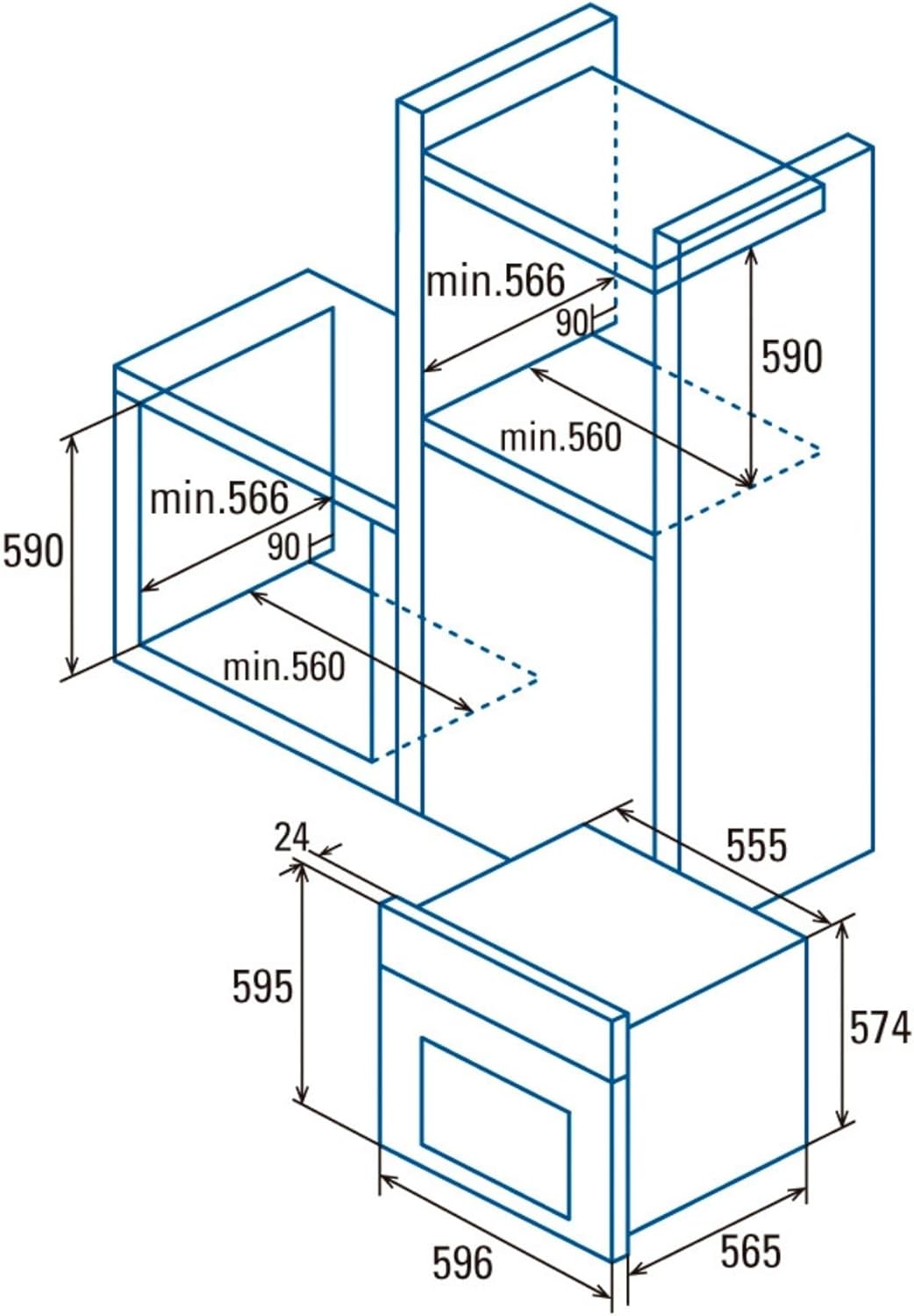CATA - four encastrable blanc, 60L, 7 fonctions, convection, MRA7108WH