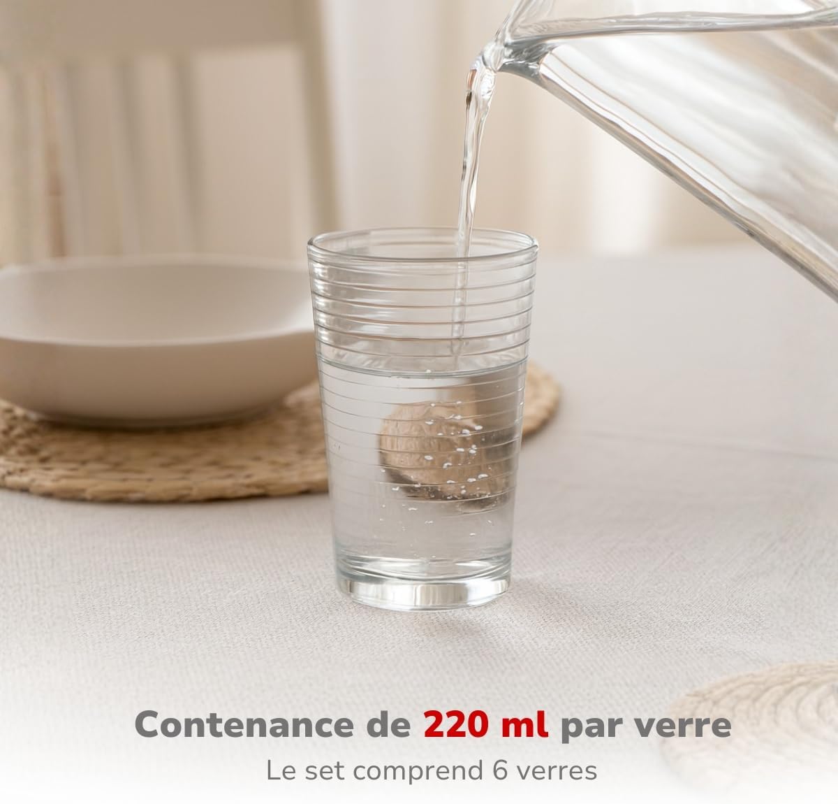 Alpina - Verres à eau - 220 ml - lot de 6, lavable au lave-vaisselle