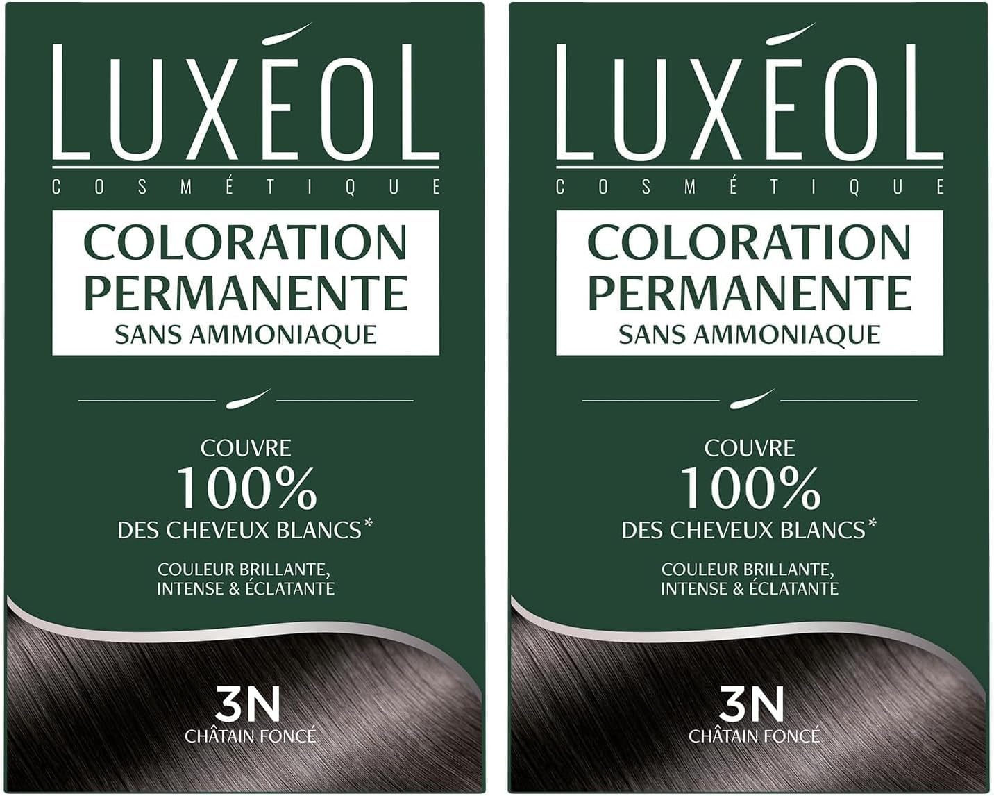 Luxéol - Coloration Permanente 3N - 60ml - Châtain foncé, sans ammoniaque, couvre 100% cheveux blancs