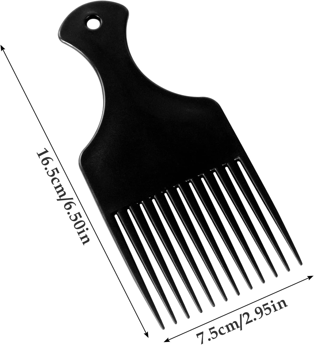 Peigne afro - dents larges, plastique - lot de 2 - idéal cheveux bouclés
