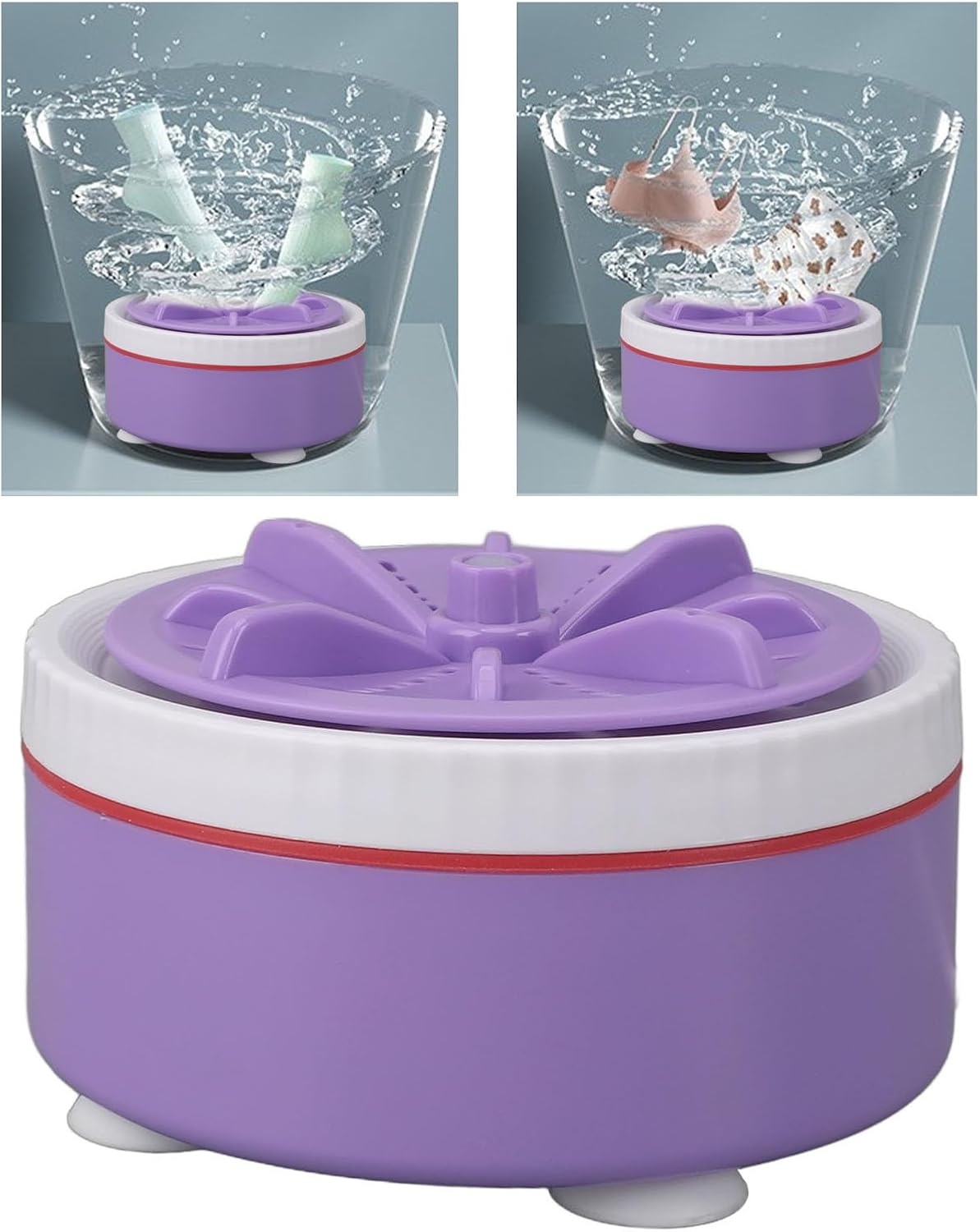 Machine à laver portable - mini turbo USB, lave-vaisselle réglable, idéale voyage, chronométrée - violet