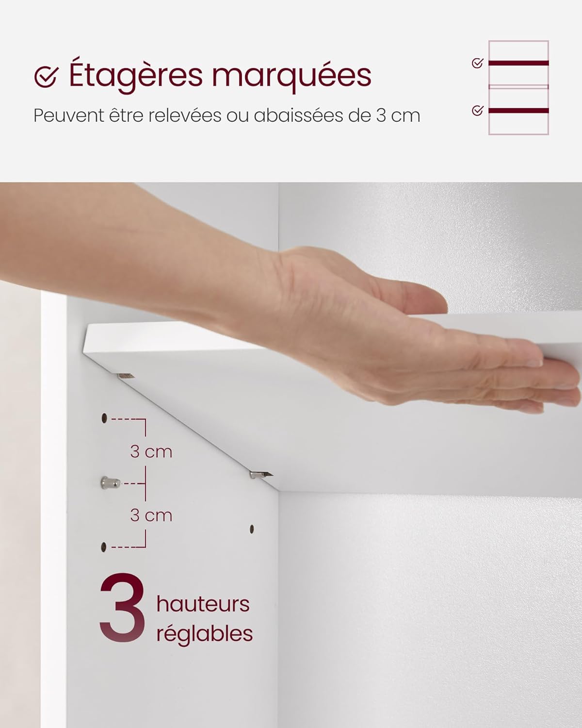 VASAGLE - étagère 4 niveaux - 24x60x107,7 cm - rangement blanc LBC164T14