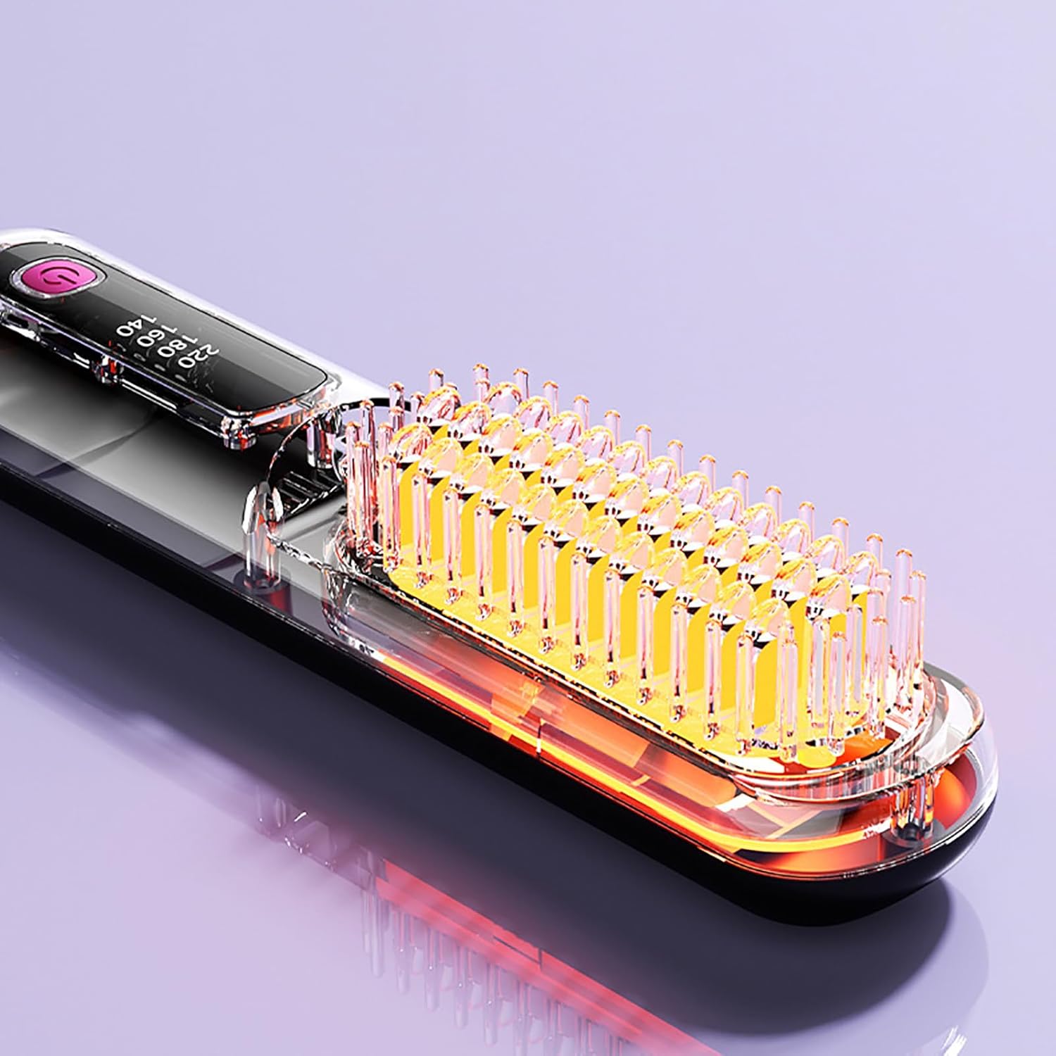 Brosse chauffante cheveux courts - 3 niveaux, LED, USB rechargeable, portable