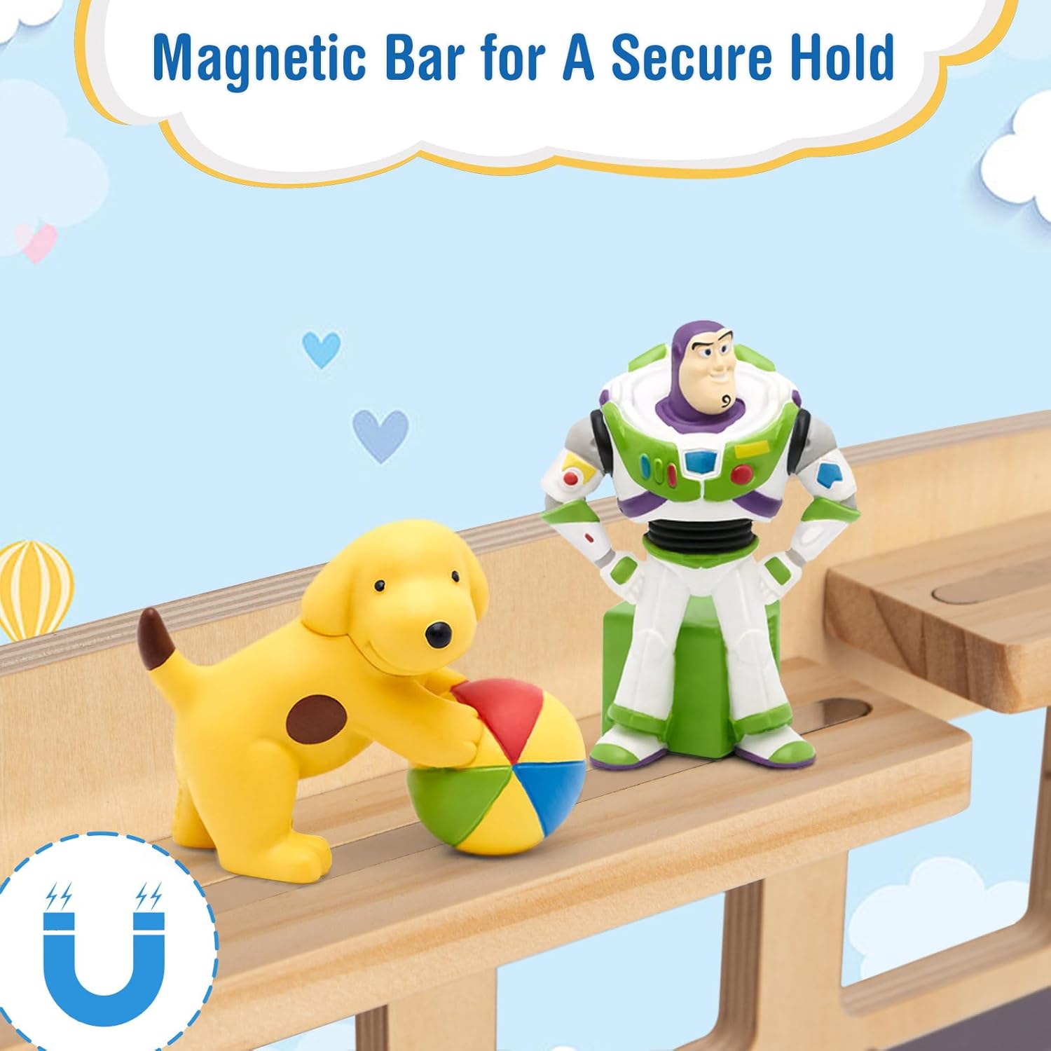 Todeco - étagère magnétique bus gris - murale, 20-25 Tonies, enfant