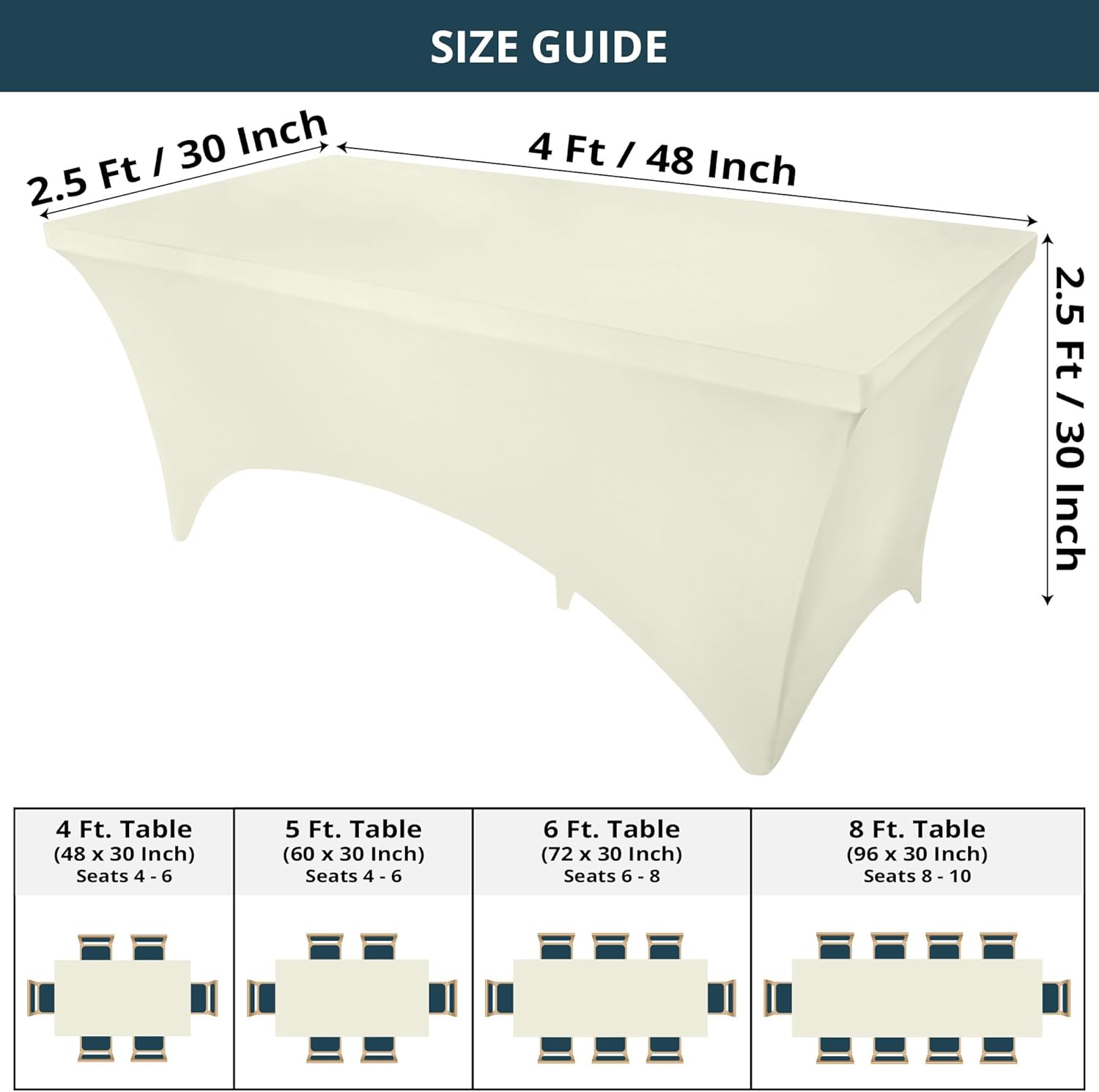 Utopia Kitchen - nappe extensible - 122 cm - polyester/spandex, lavable, infroissable, lot de 2