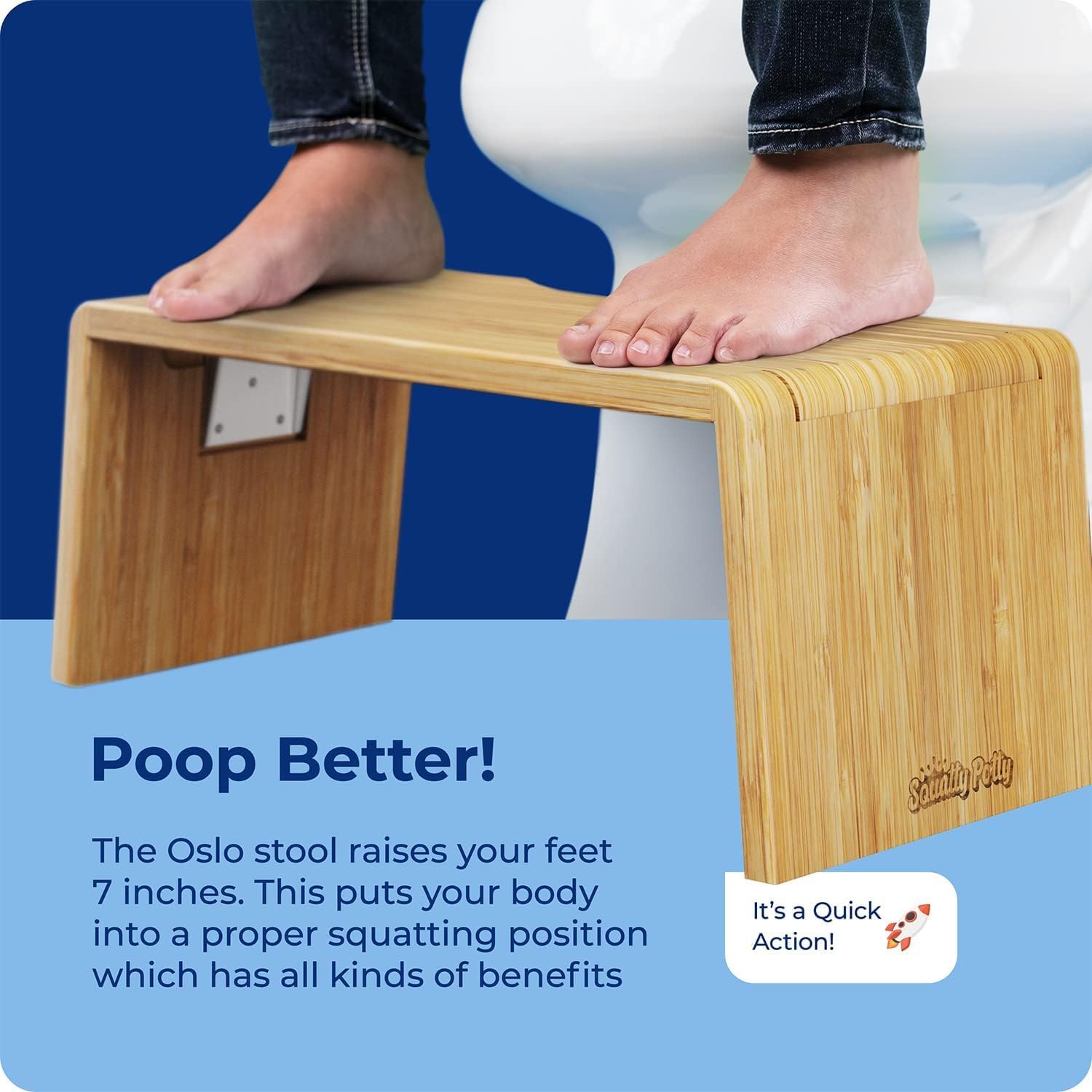 Squatty Potty - Oslo Pliante - 7 pouces - tabouret bambou pliable, brun