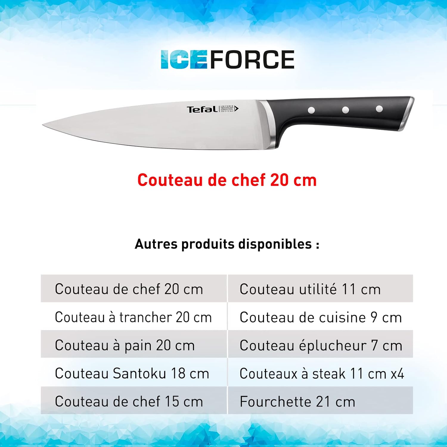 Tefal - Ice Force - couteau à éplucher 9 cm - inox allemand, coupe durable, garantie 10 ans - K2320514