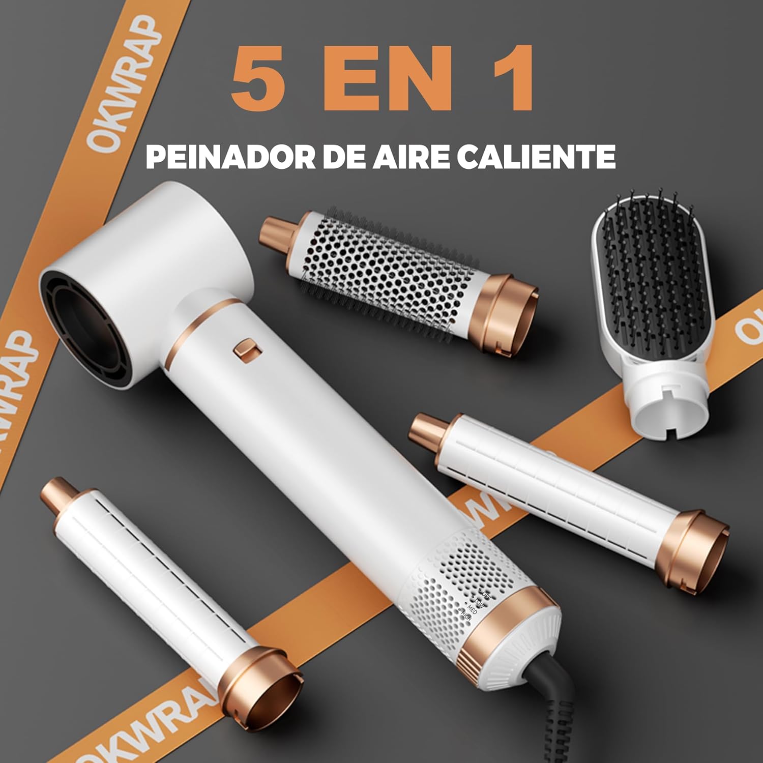 OKWRAP - Airbrush 5 en 1 - styler multifonction cheveux ionique