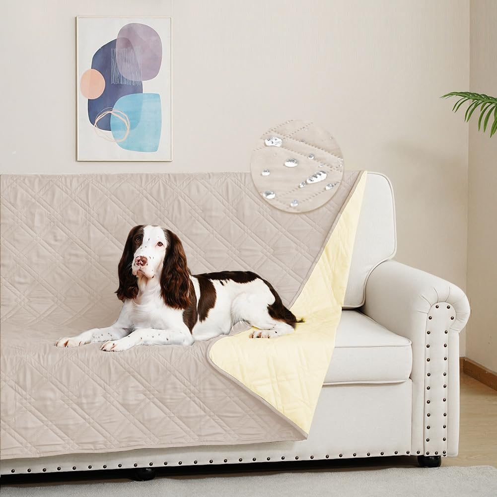 DUJUIKE - housse canapé imperméable antidérapante 173-208cm crème