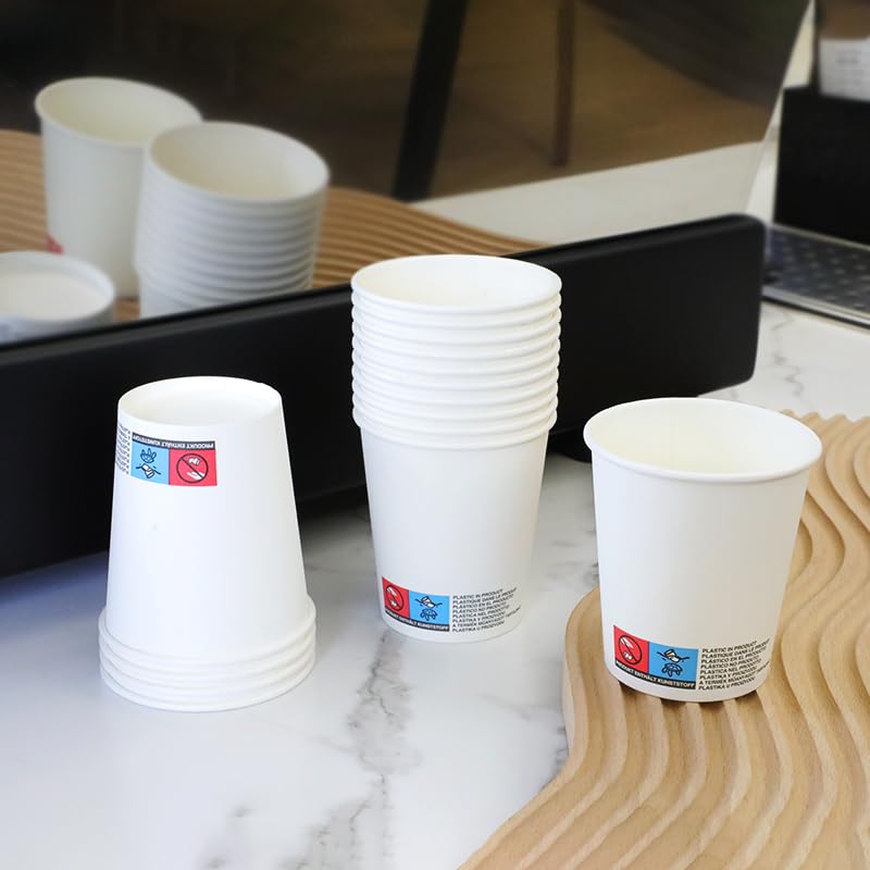 Amazon Basics - Gobelets carton 207ml - 150 unités, blanc, usage boissons chaudes