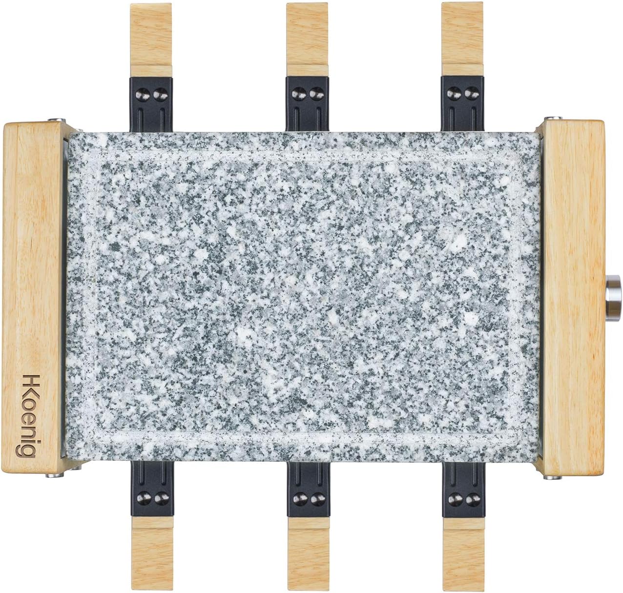 H.Koenig - raclette multifonction 6 personnes, pierre granit, bois, fondue, 900W, WOD6