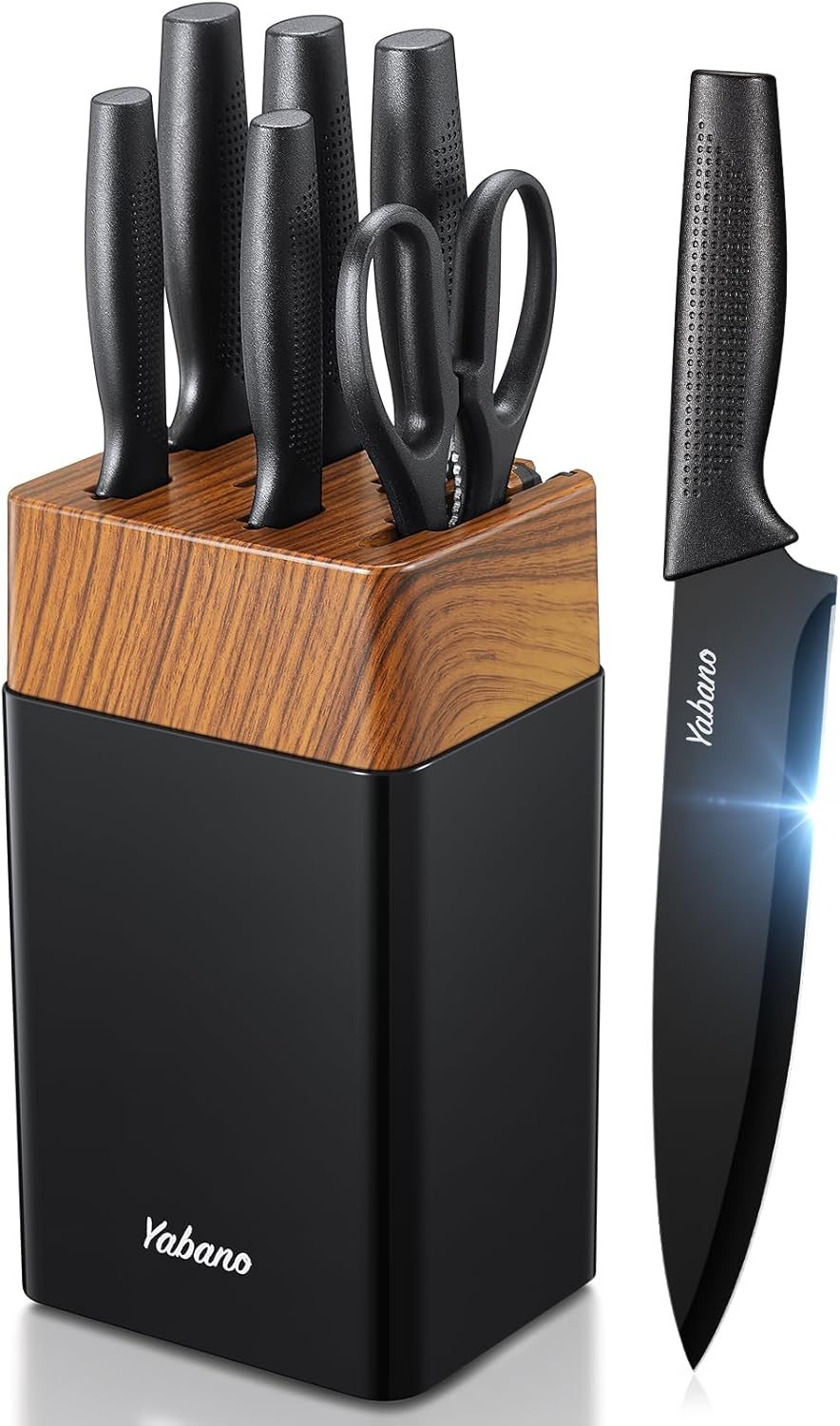 Yabano - Set 7 pièces bloc plastique, inox tranchant, anti-rouille