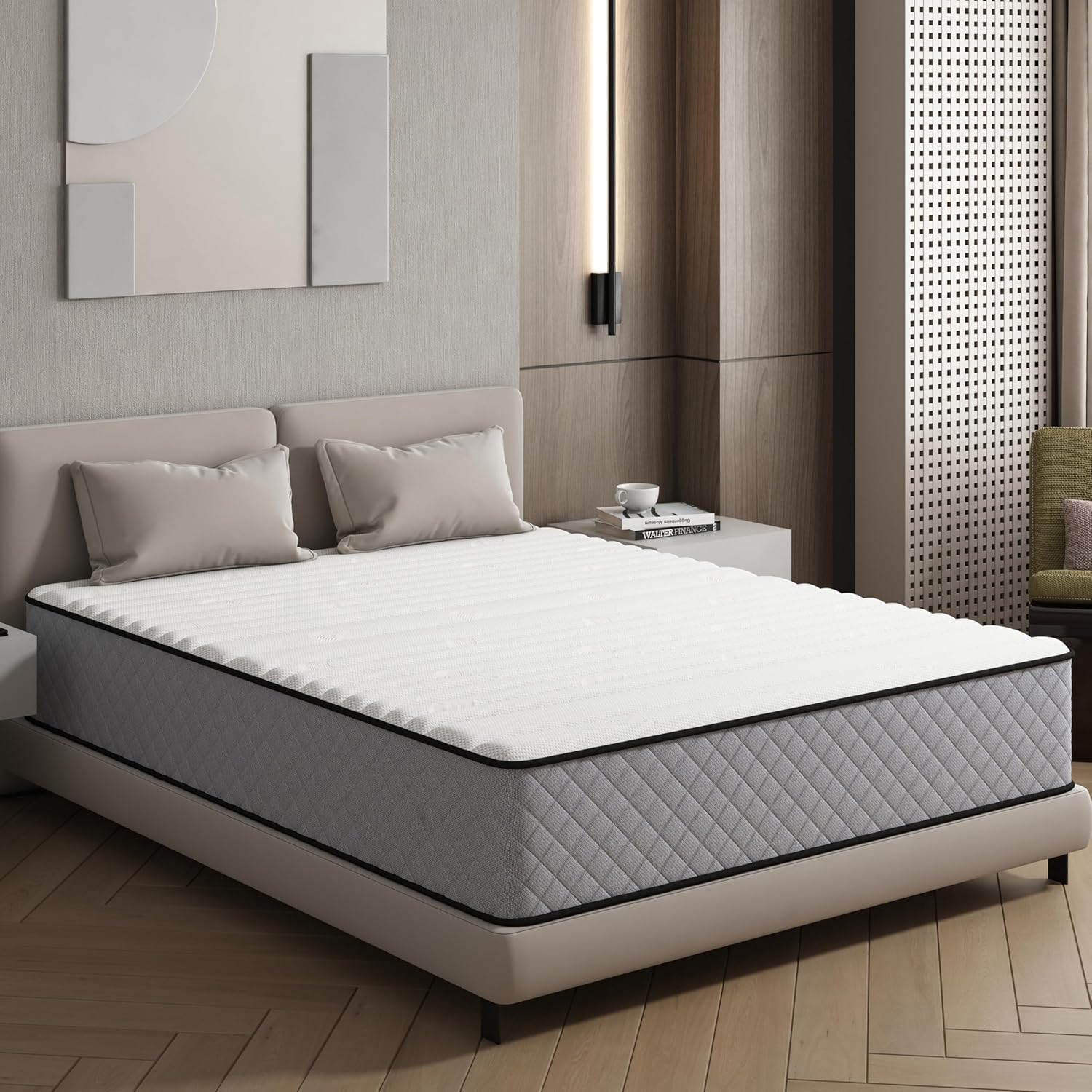 Matelas double - ressorts ensachés, mémoire de forme - 160x190 cm - ergonomique, respirant, soutien H3