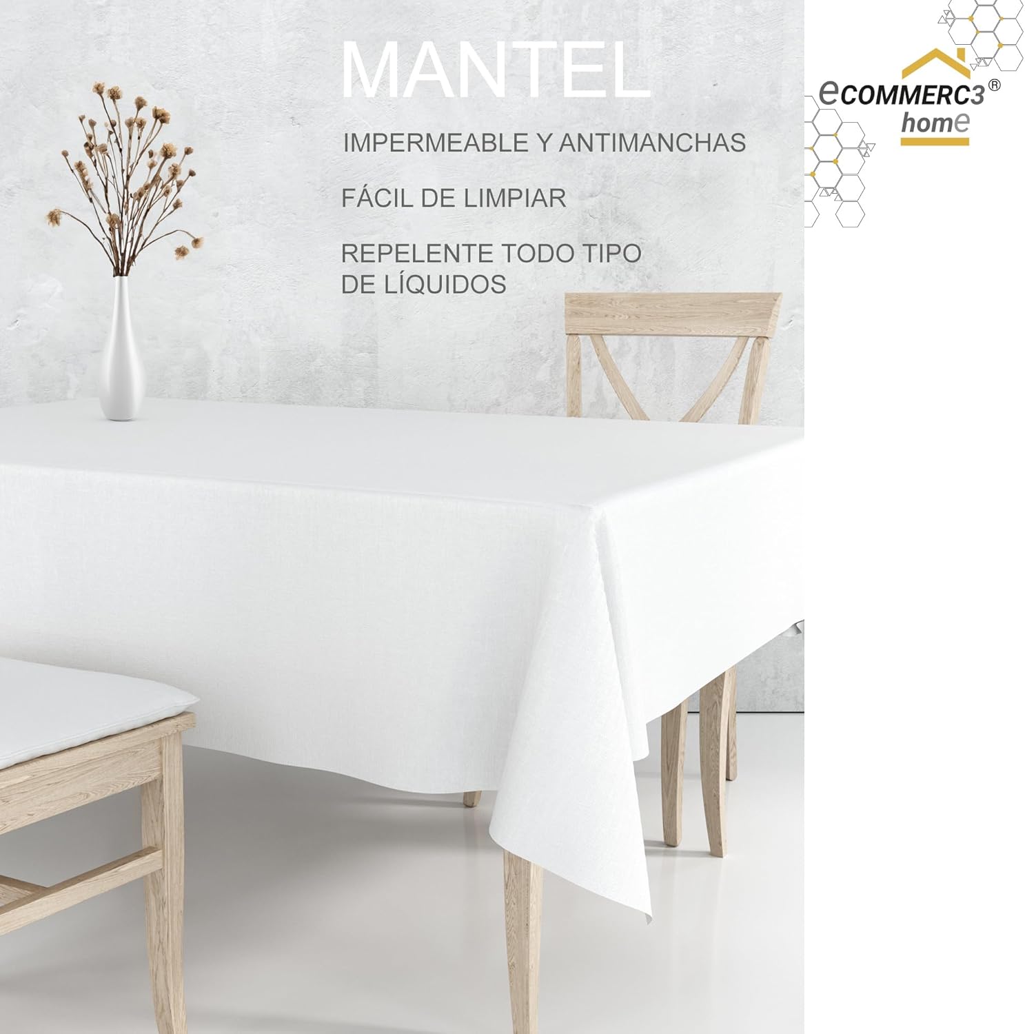 Nappe en toile cirée - rectangulaire 100x140 cm - grise, anti-taches, imperméable