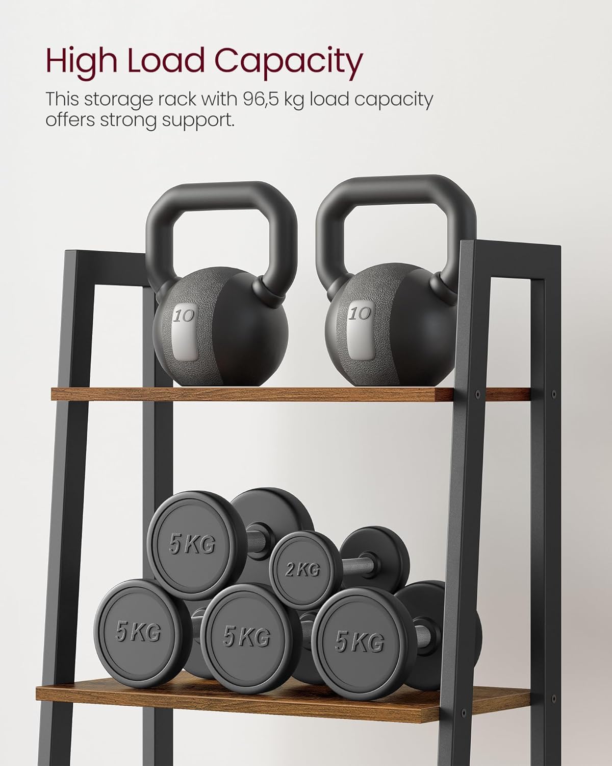 VASAGLE - Étagère de rangement 4 niveaux - acier, style industriel, bois rustique - LLS44X