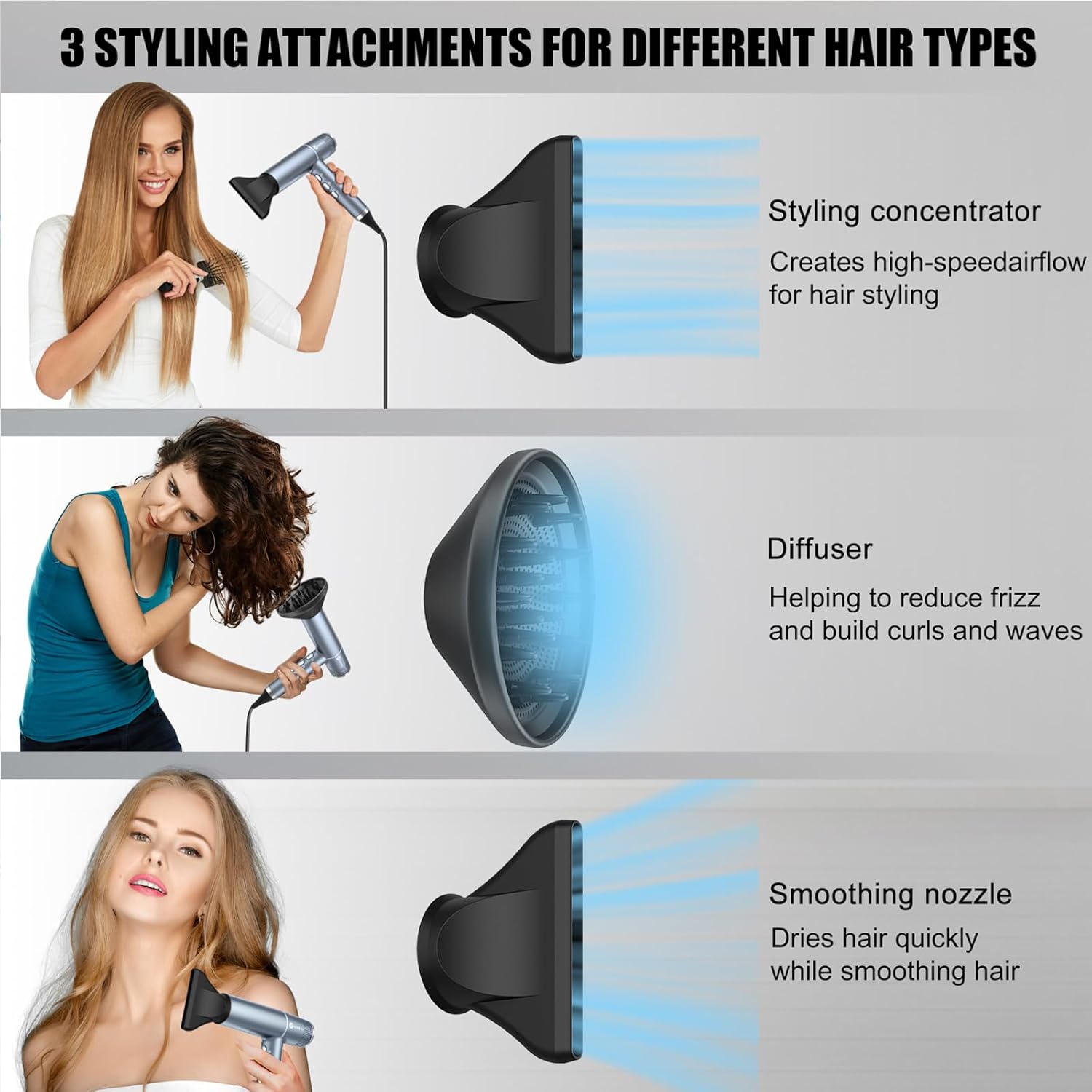 Slopehill - Sèche-cheveux Pro Série - 268g, 2000W - moteur sans balais, micro-filtre, Oxy Active, écran LED