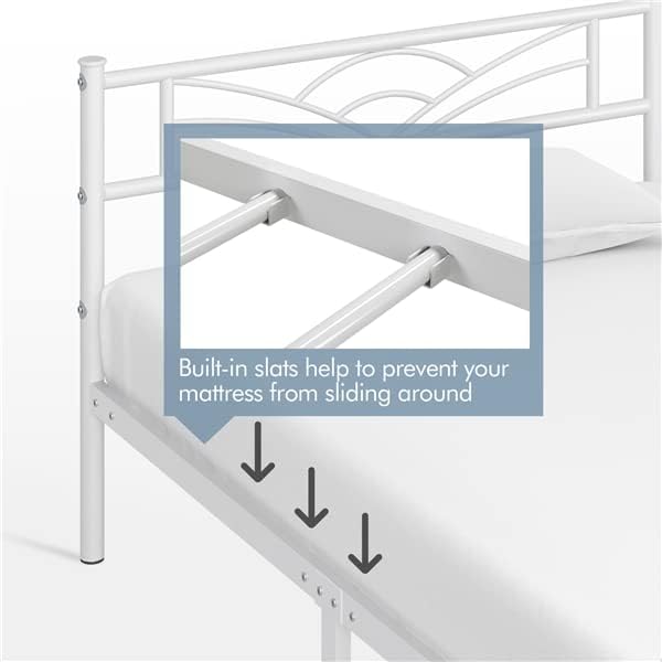 Yaheetech - lit simple métal - 90x190 cm - cadre blanc, compact spaces
