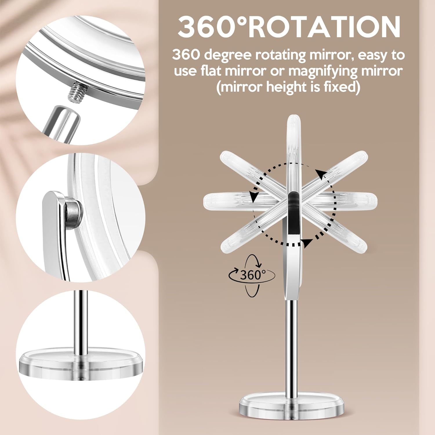 Miroir de maquillage double face, grossissement 30x/1x, sur pied, idéal chambre et salle de bain