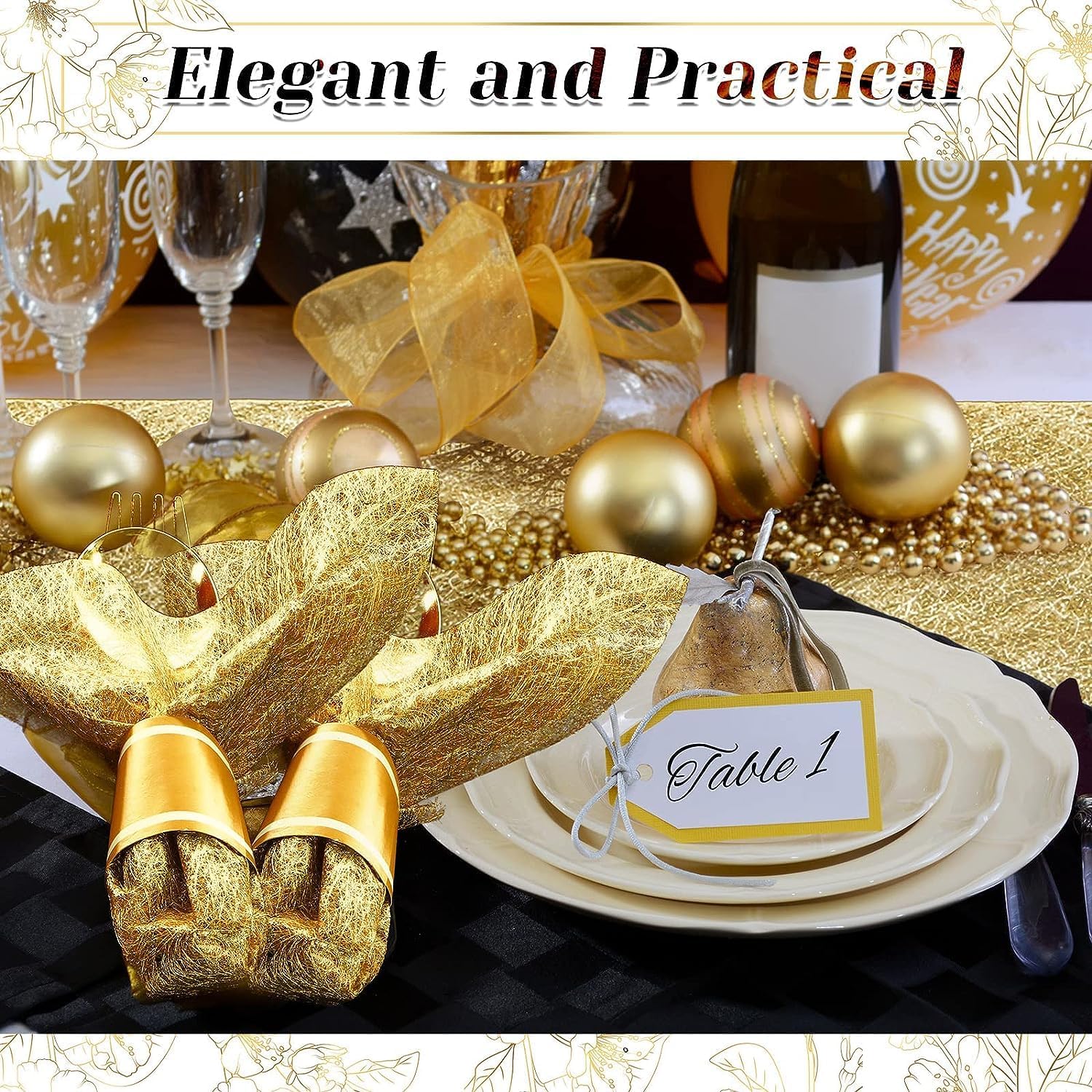 Chemin de table - non-tissé réutilisable - 23x3000cm - pour fêtes, or