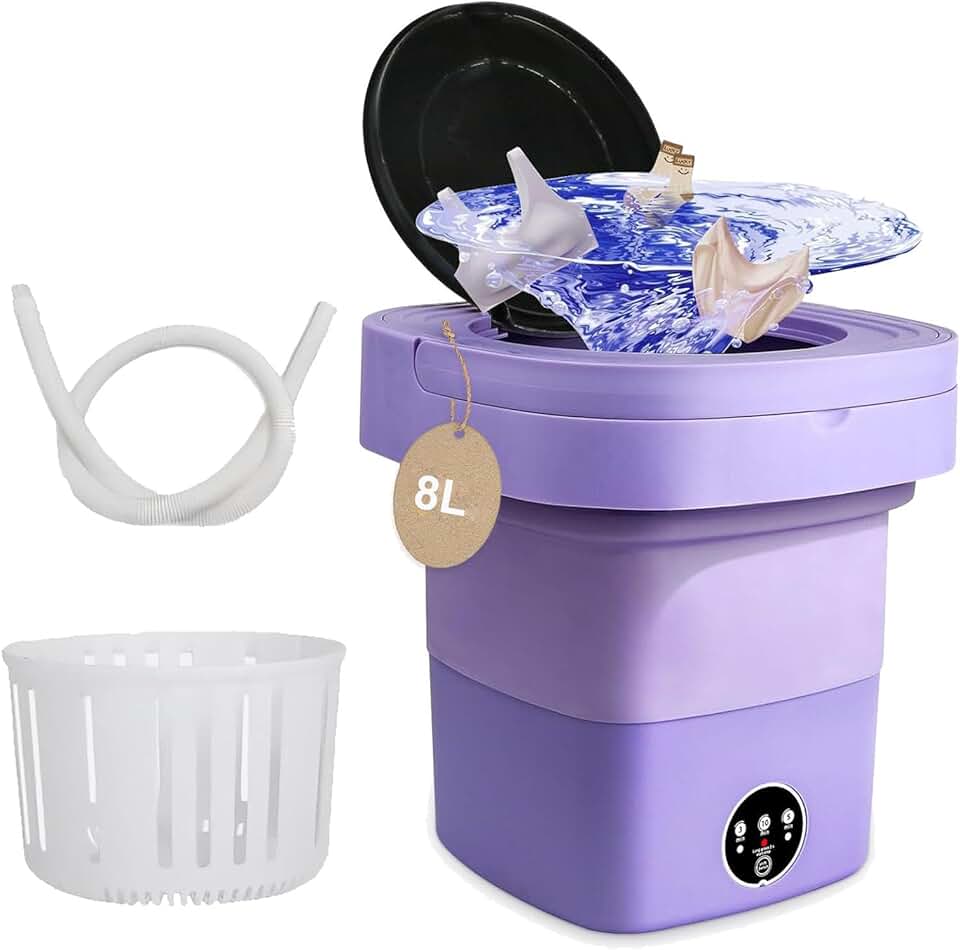 Mini machine à laver pliable - 8L - compacte avec sèche-linge, idéale camping