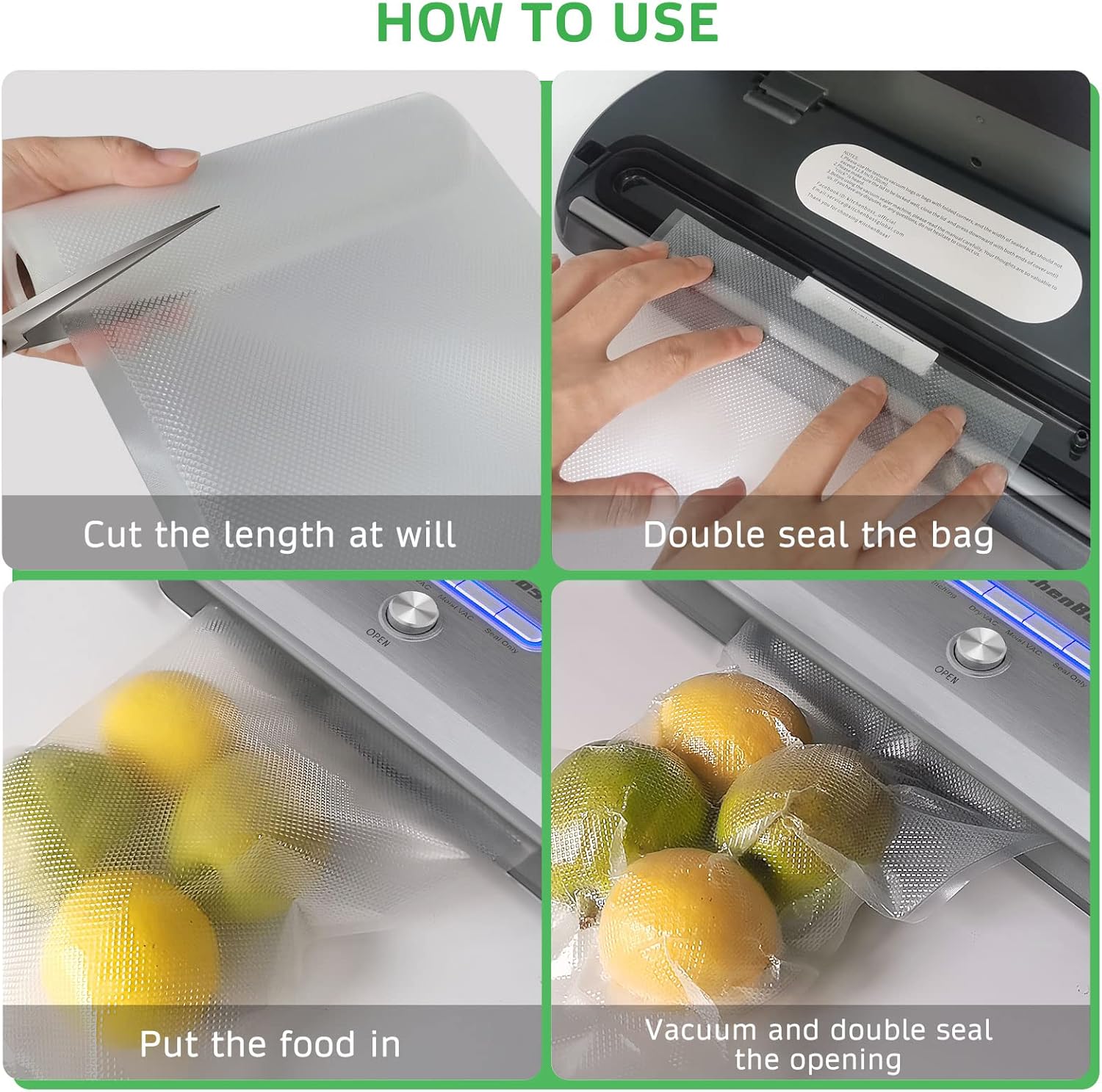 YISH - rouleaux sous vide alimentaire - 28x300cm - sans BPA, 5 pièces