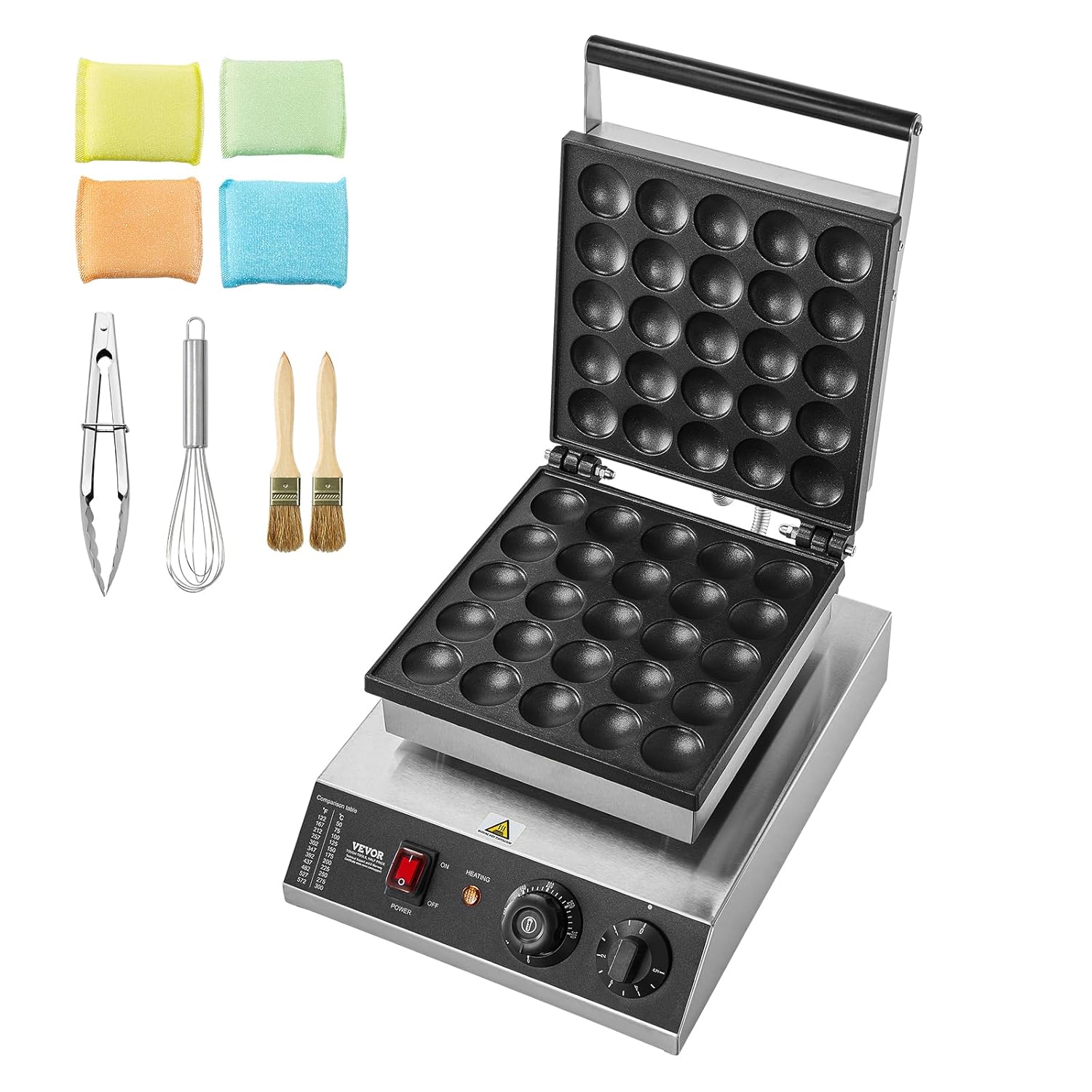 VEVOR - Appareil à Pancake, 25pcs, 43mm - inox, 1700W, temps/température réglables