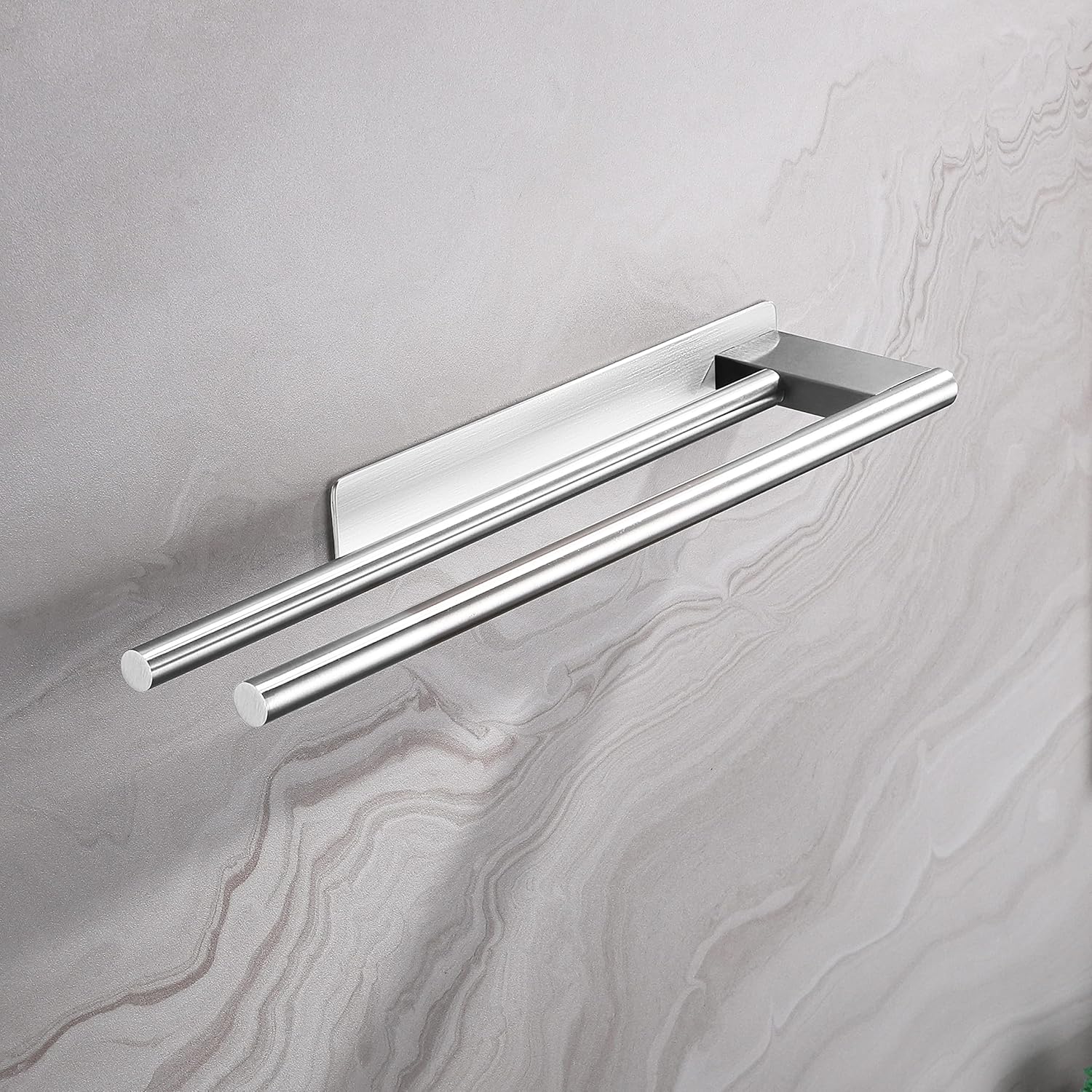 Porte-serviettes - double barre inox 304 - autoadhésif, mural, 40cm