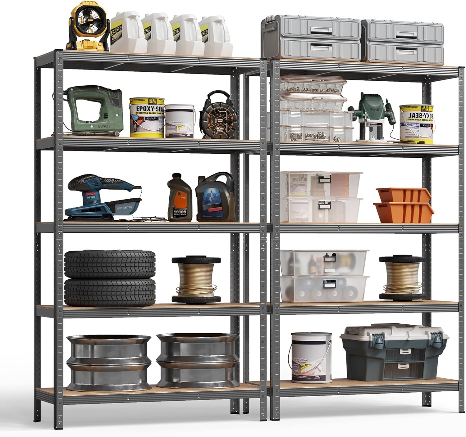 SONGMICS - étagère industrielle 60x120x200 cm, 5 niveaux, 750 kg, GLR060G02