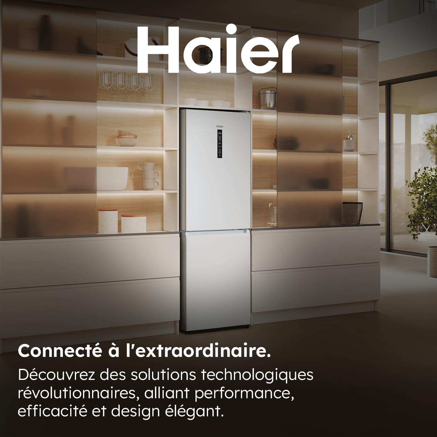Haier – combiné blanc – 235L+117L, No Frost, classe D, 185x59,5x66,7 cm – HDPW5618DNPW