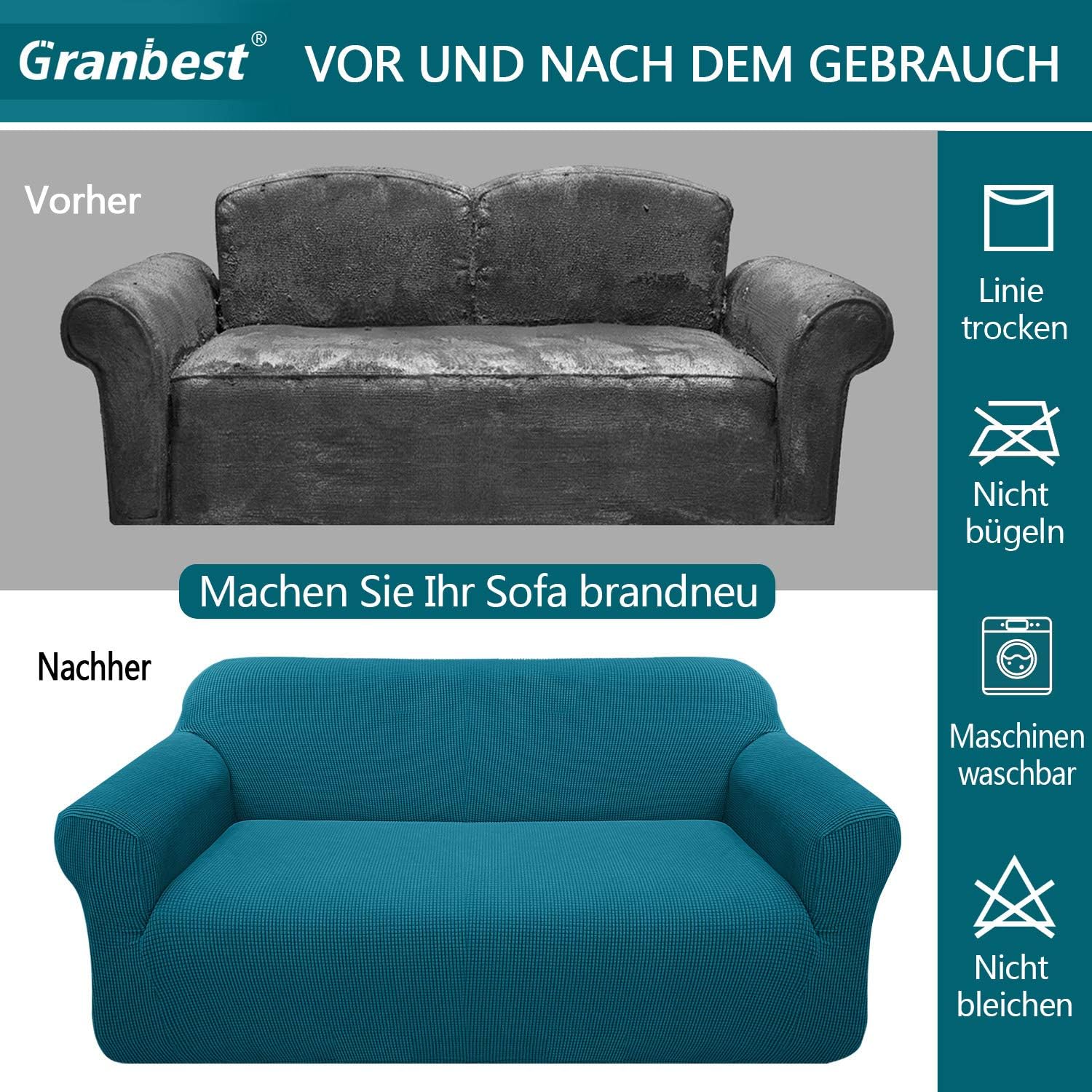 Granbest - housse canapé jacquard 1 place - extensible, protège animaux