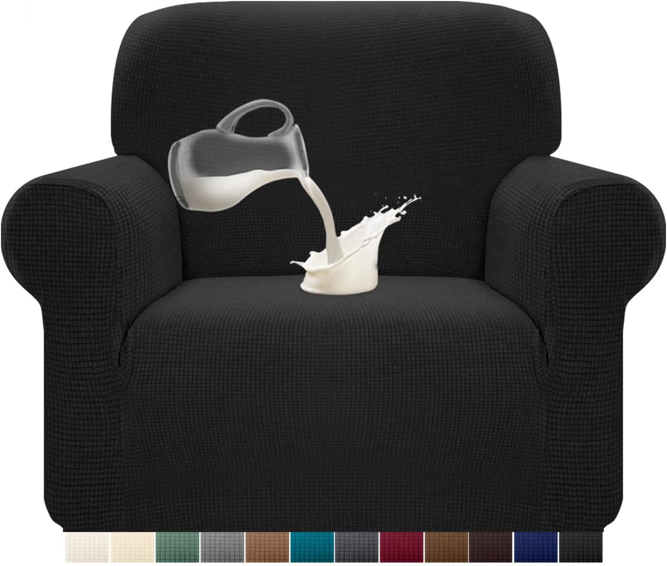 Granbest - housse canapé stretch 1 place - spandex imperméable, mousse antidérapante, coloris noir