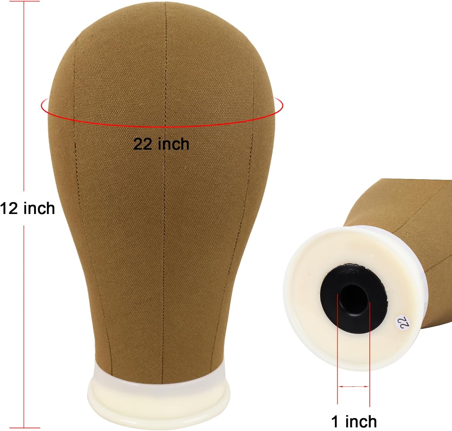 MapofBeauty - tête toile mannequin 22 pouces, perruques, léger brun