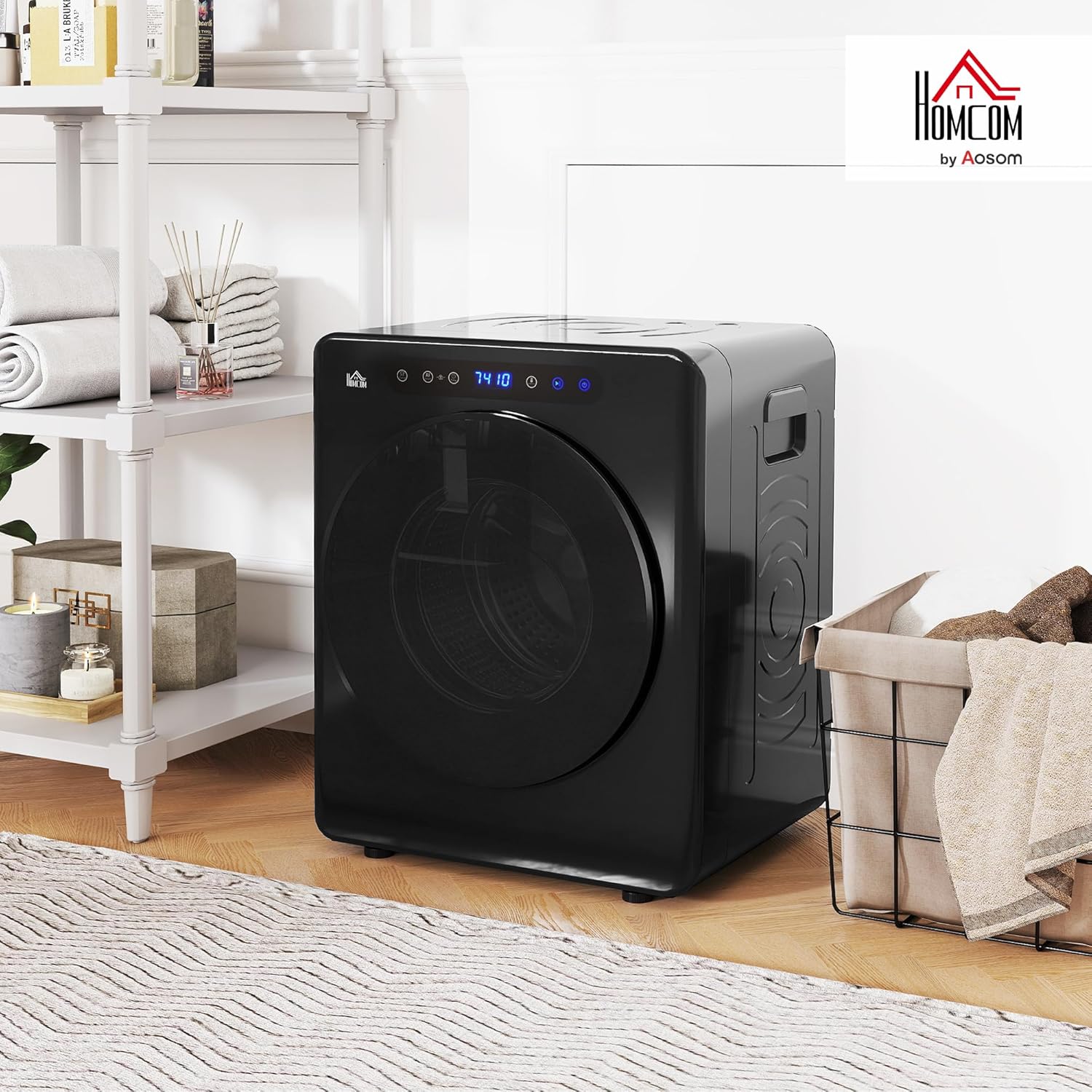 HOMCOM - sèche-linge 3kg compact, 1000W, minuterie, 6 modes, noir