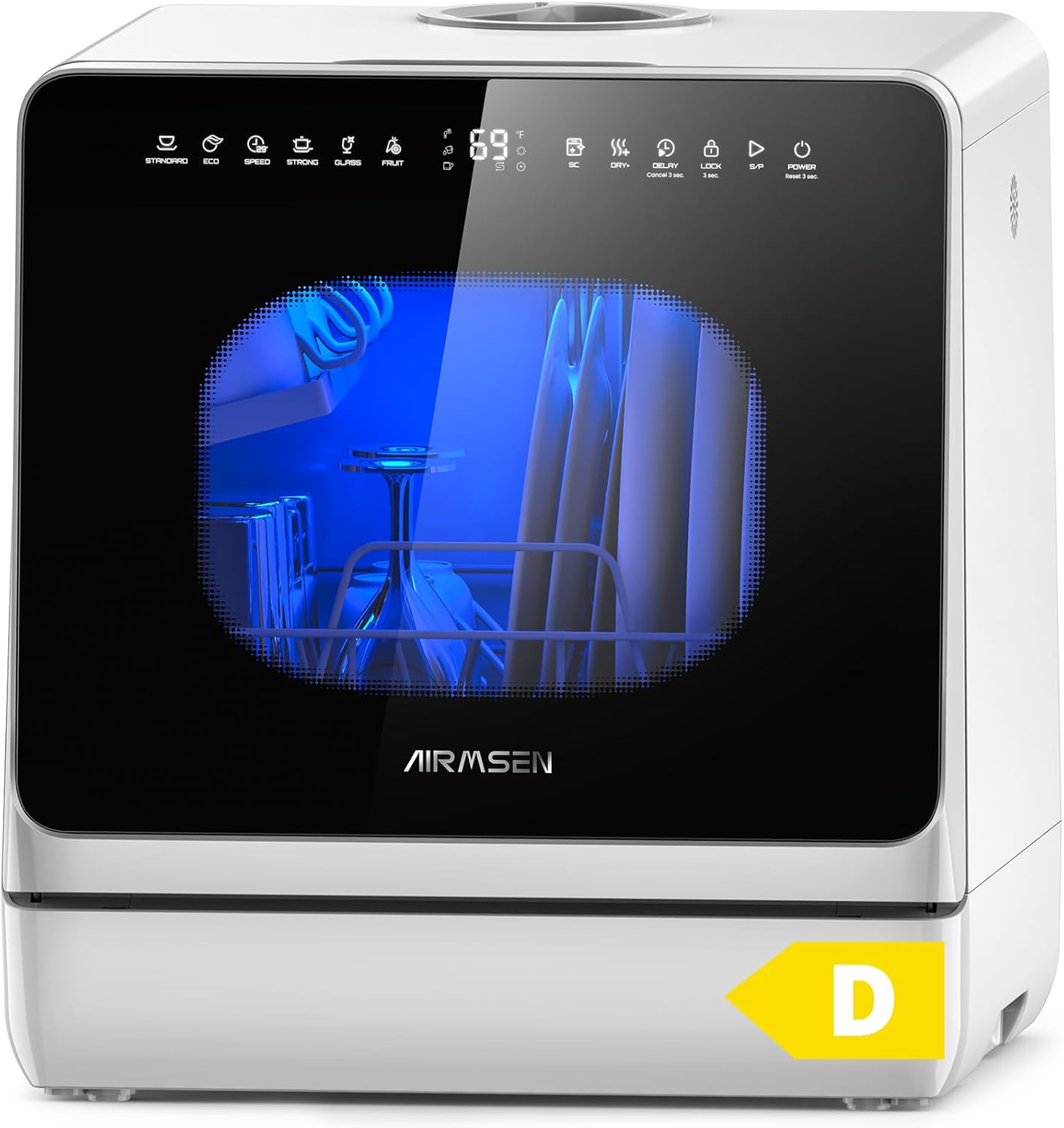 AIRMSEN - Mini lave-vaisselle de table - 5L - 8 programmes, départ différé, sécurité enfant